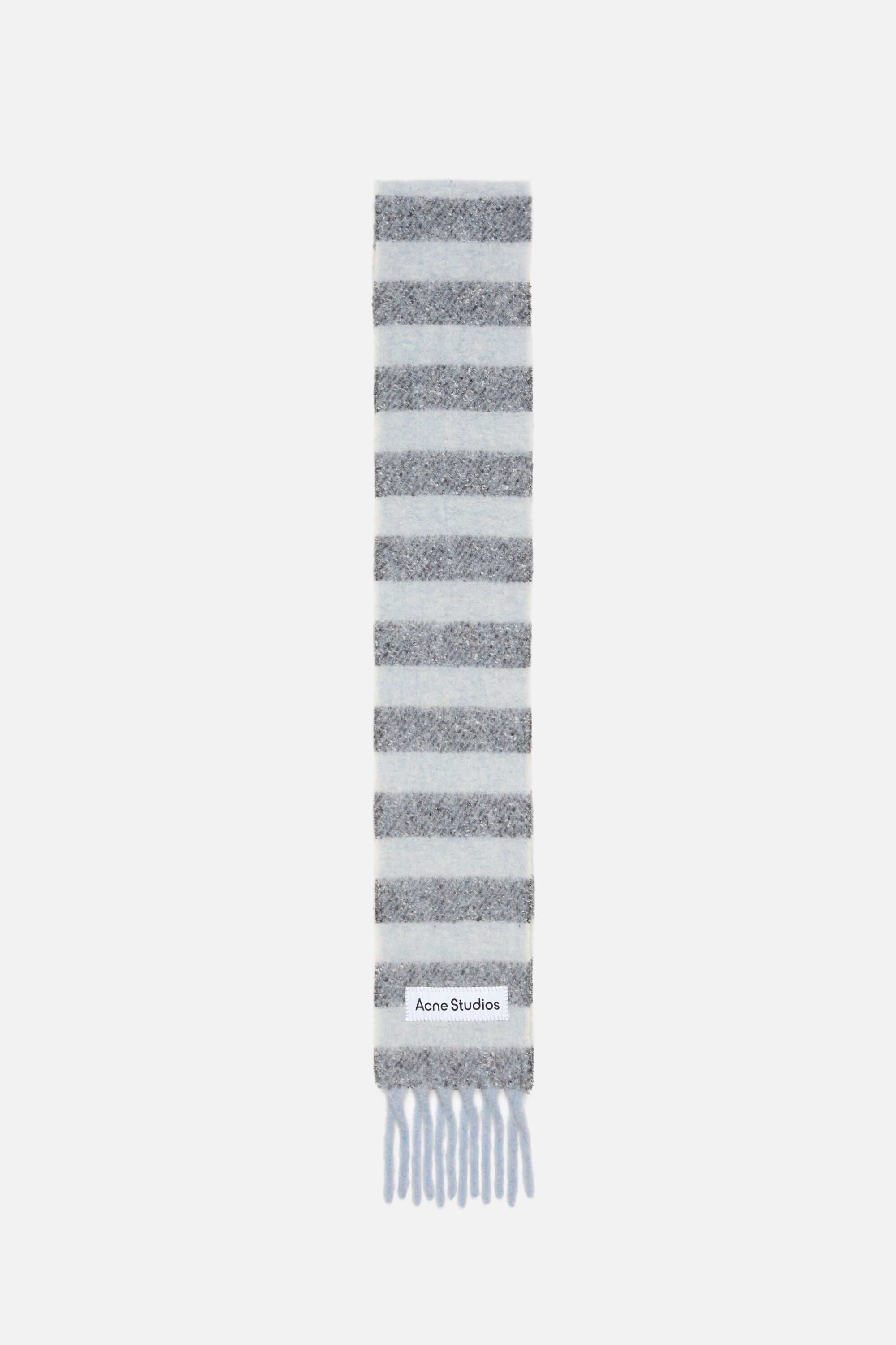 Acne Studios - Fringed wool scarf - skinny - Grey/white