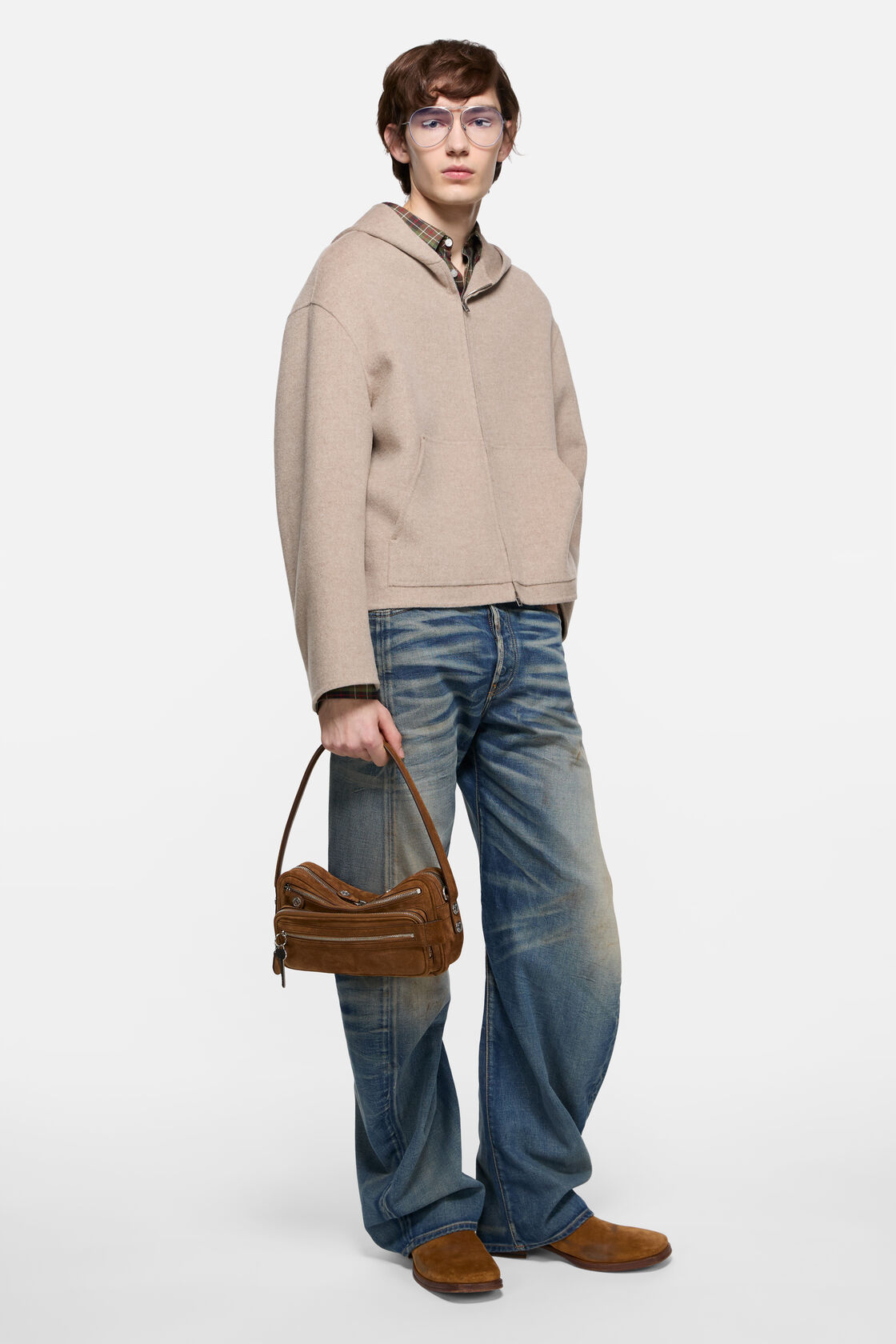 Camero Party Suede Bag, Cognac brown, 2000x