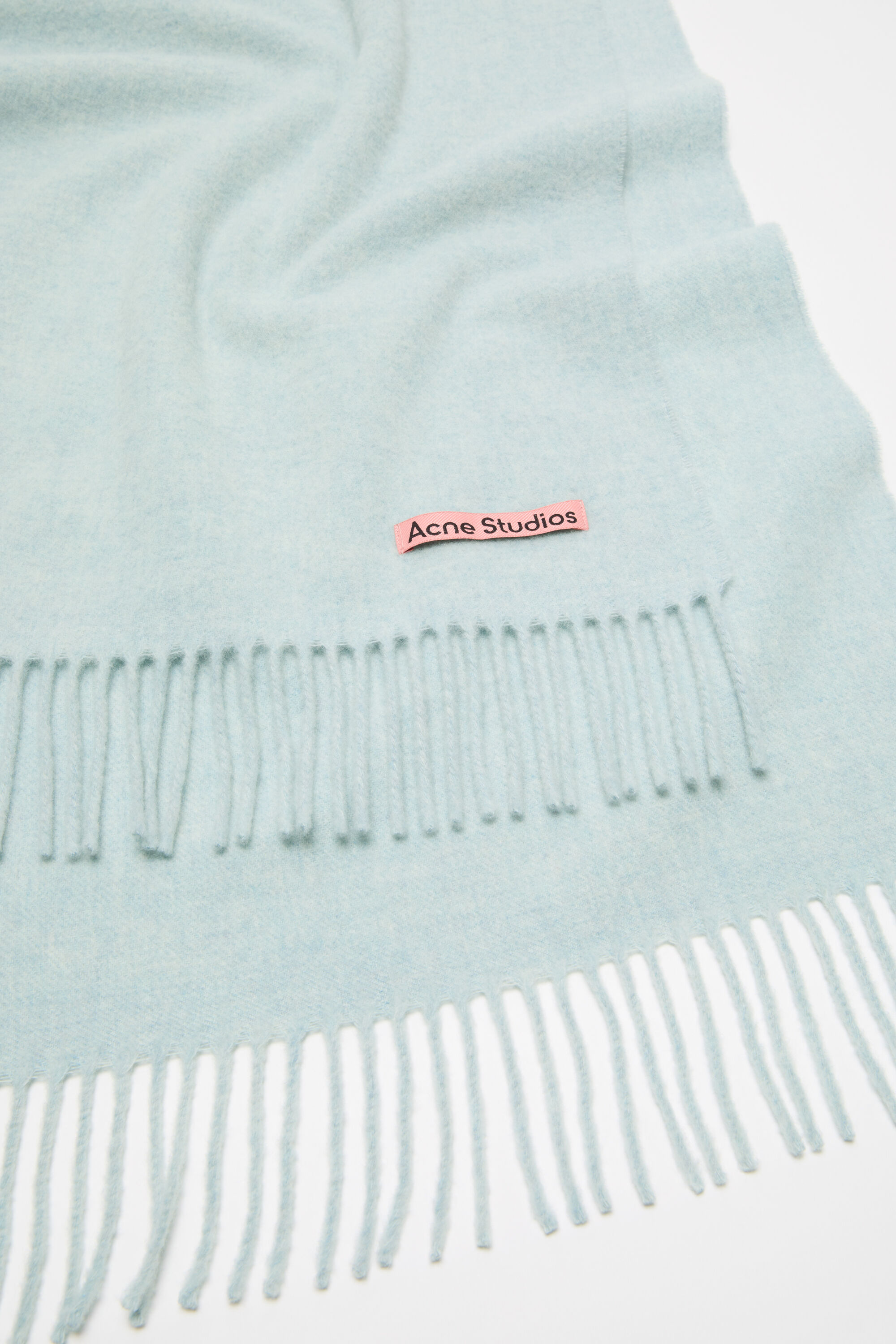 Acne Studios - フリンジウールスカーフ - ナロー - アイスブルーメランジ