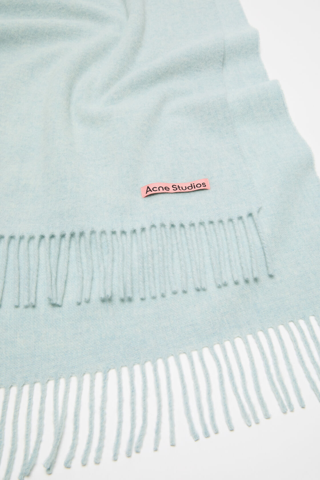Fringe wool scarf &ndash; Narrow, Ice Blue Melange, 2000x