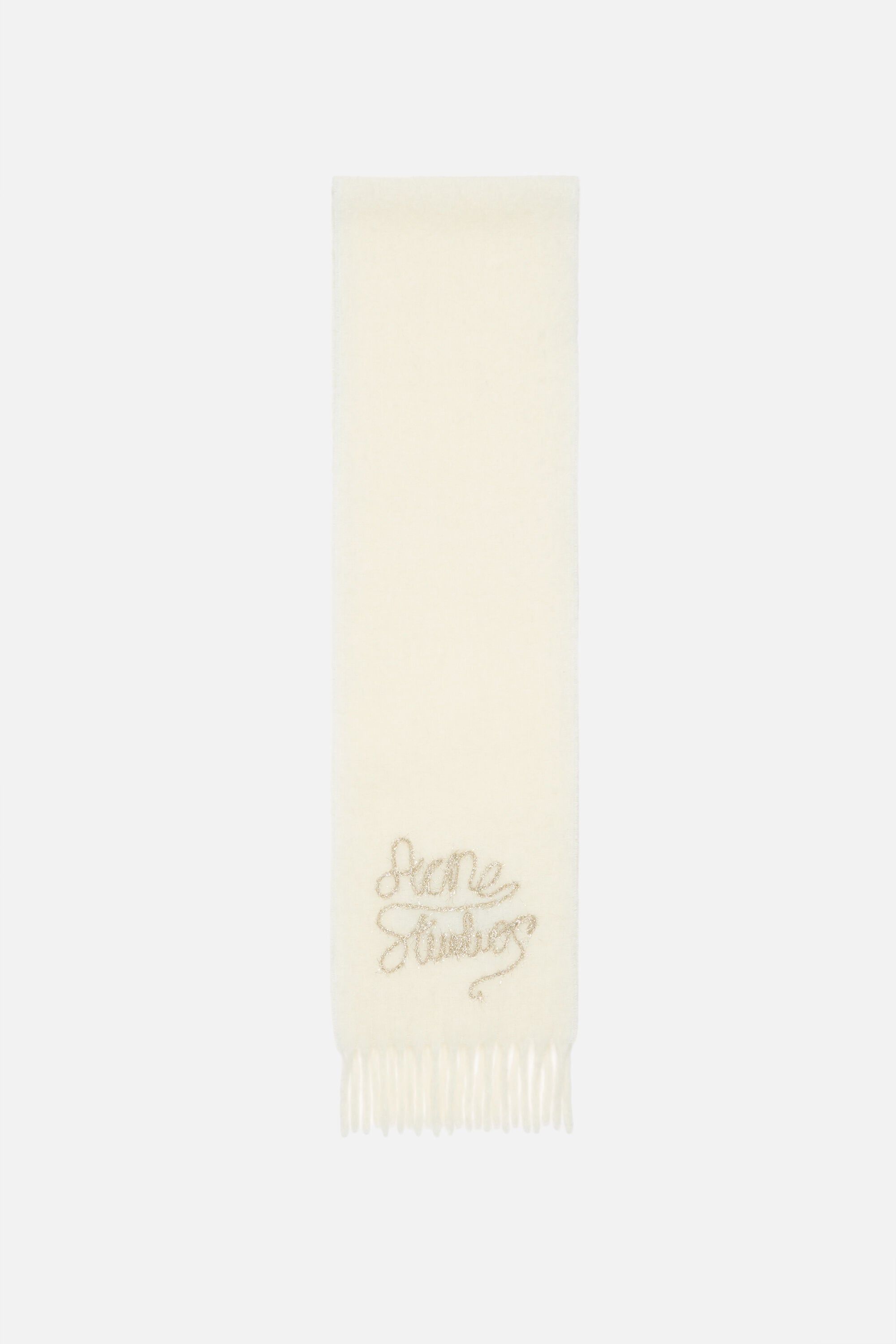 Acne Studios - Metallic logo wool scarf - White