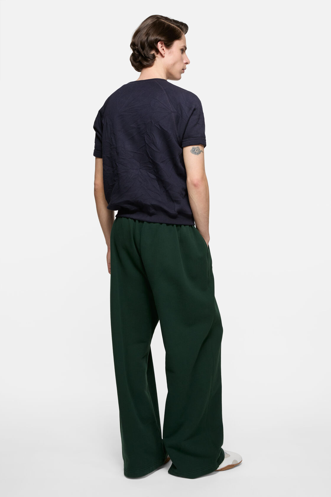 Crinkled fleece t-shirt, Navy, 2000x
