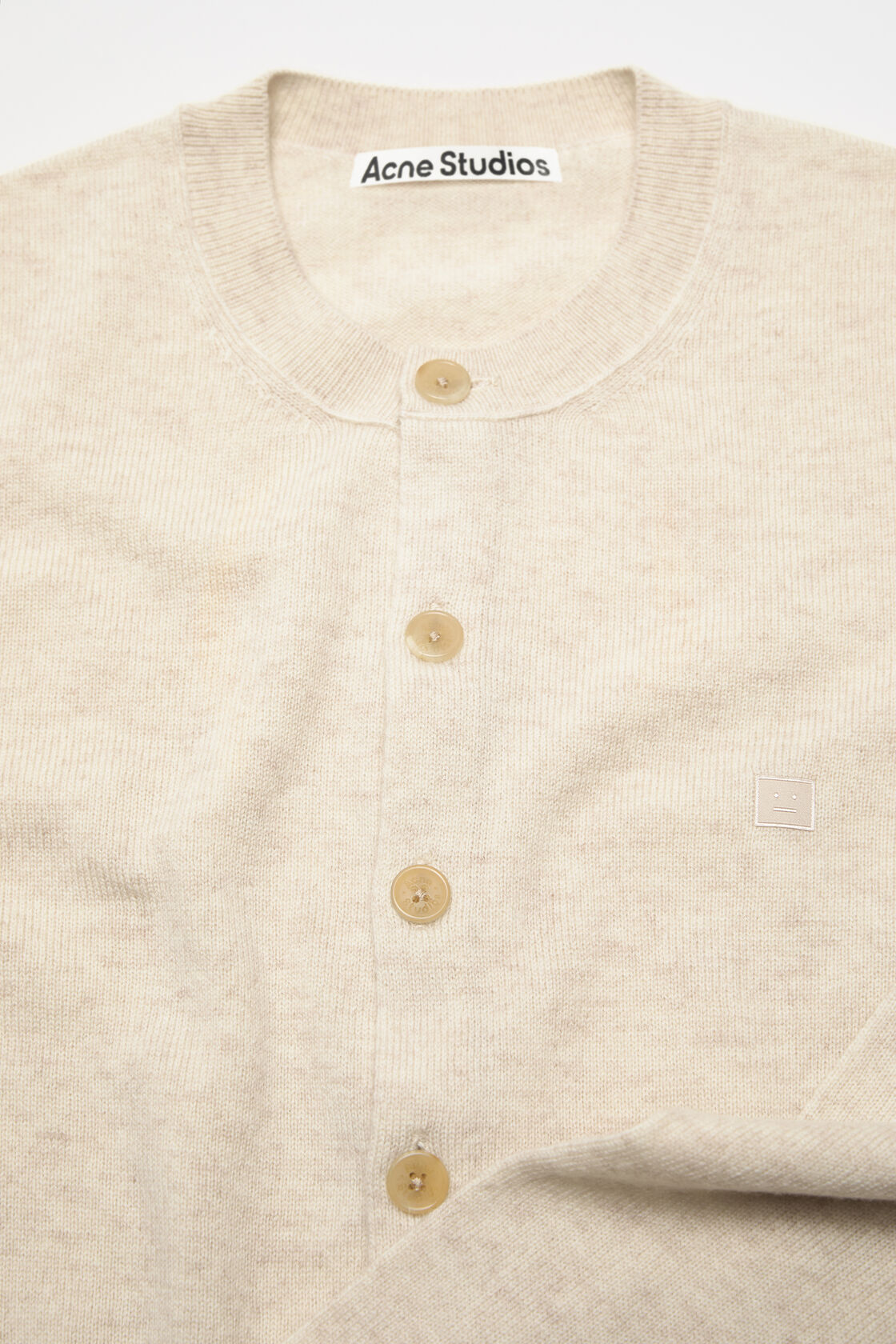 Cadigan yak wool - fitted fit, Oatmeal melange, 2000x