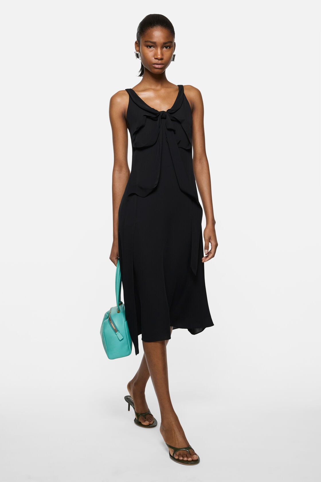 Silk dress with bow, Black, 2000x