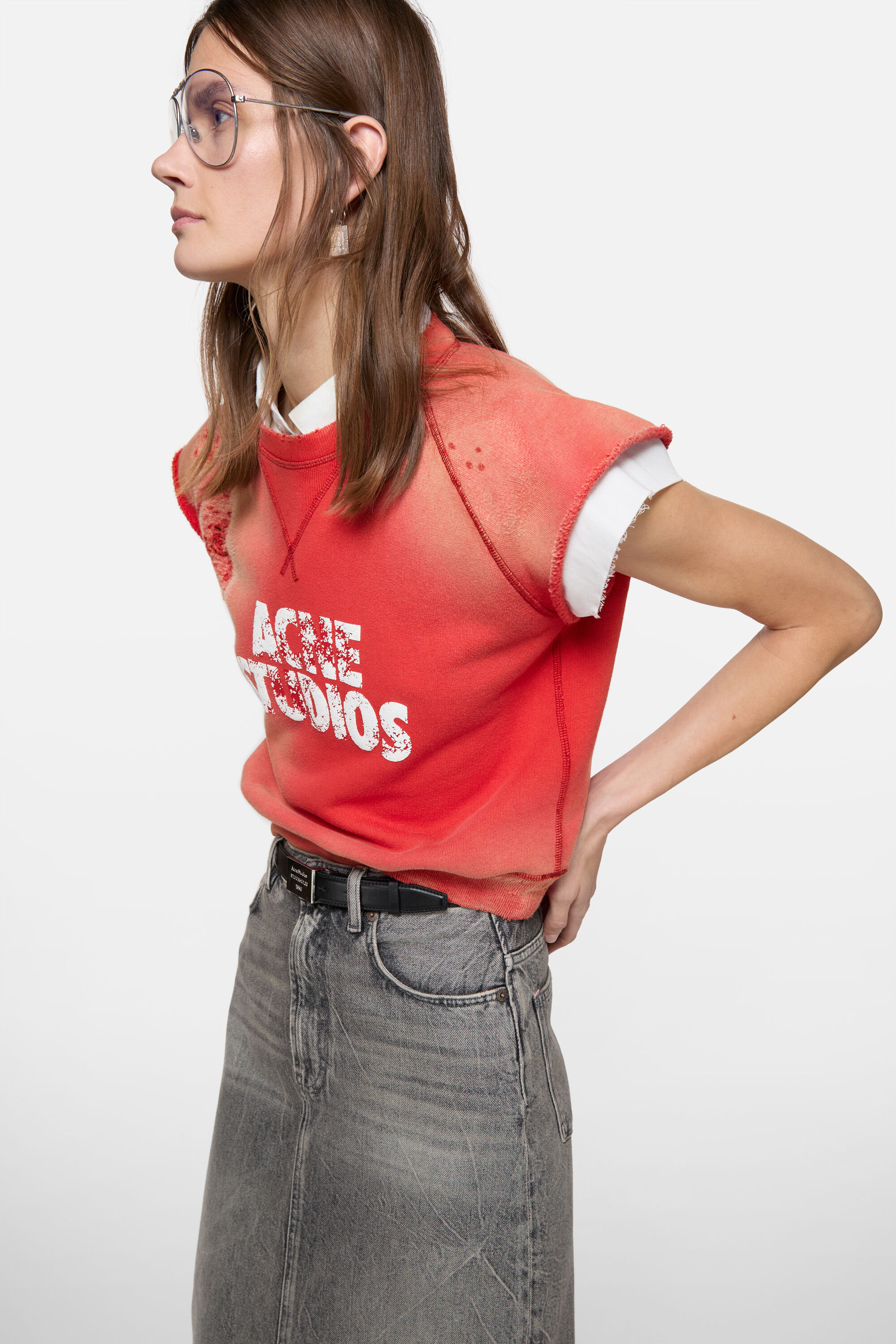 Acne Studios - Fleece logo vest - Red/white