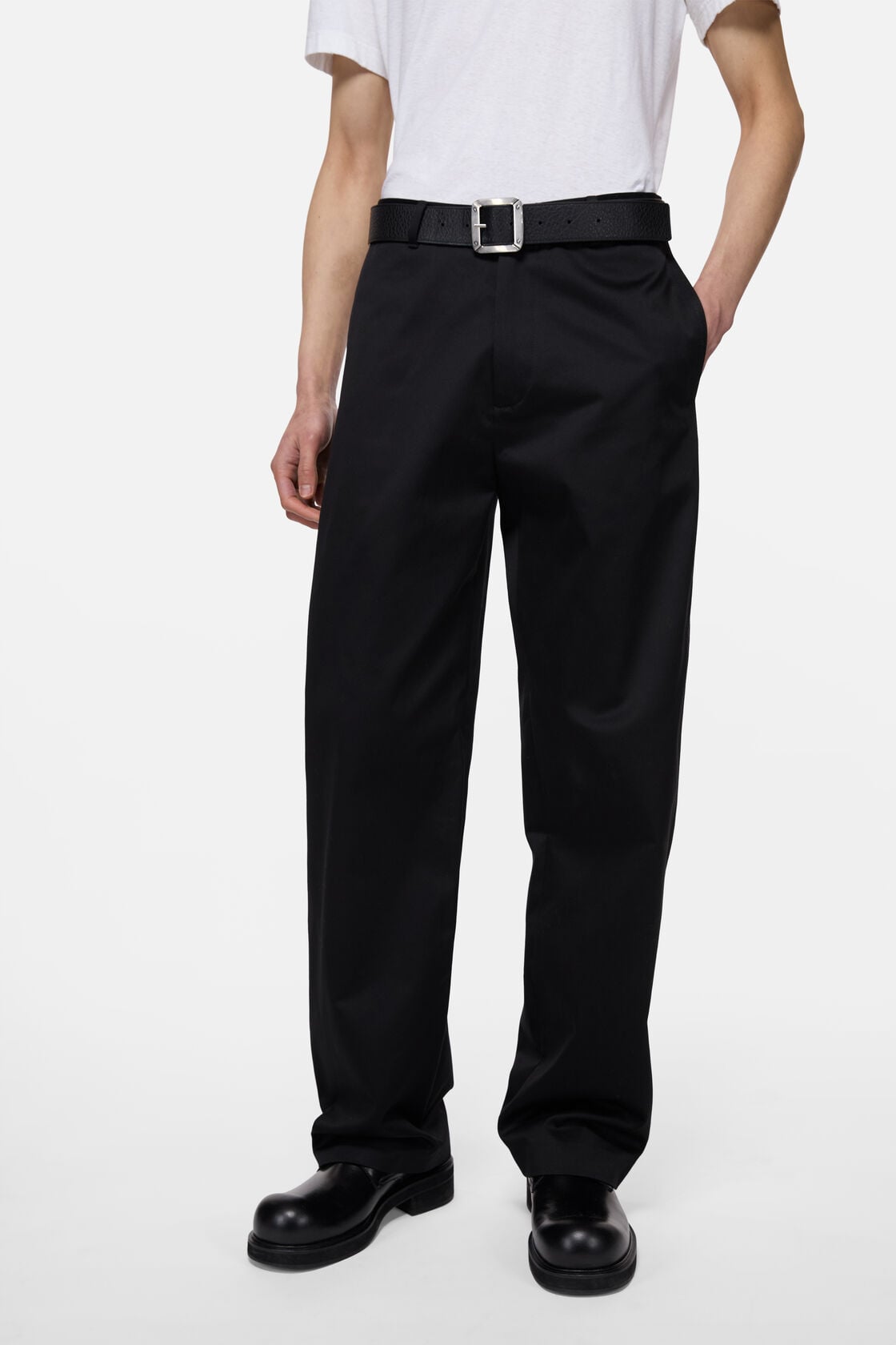 Cotton satin trousers, Black, 2000x