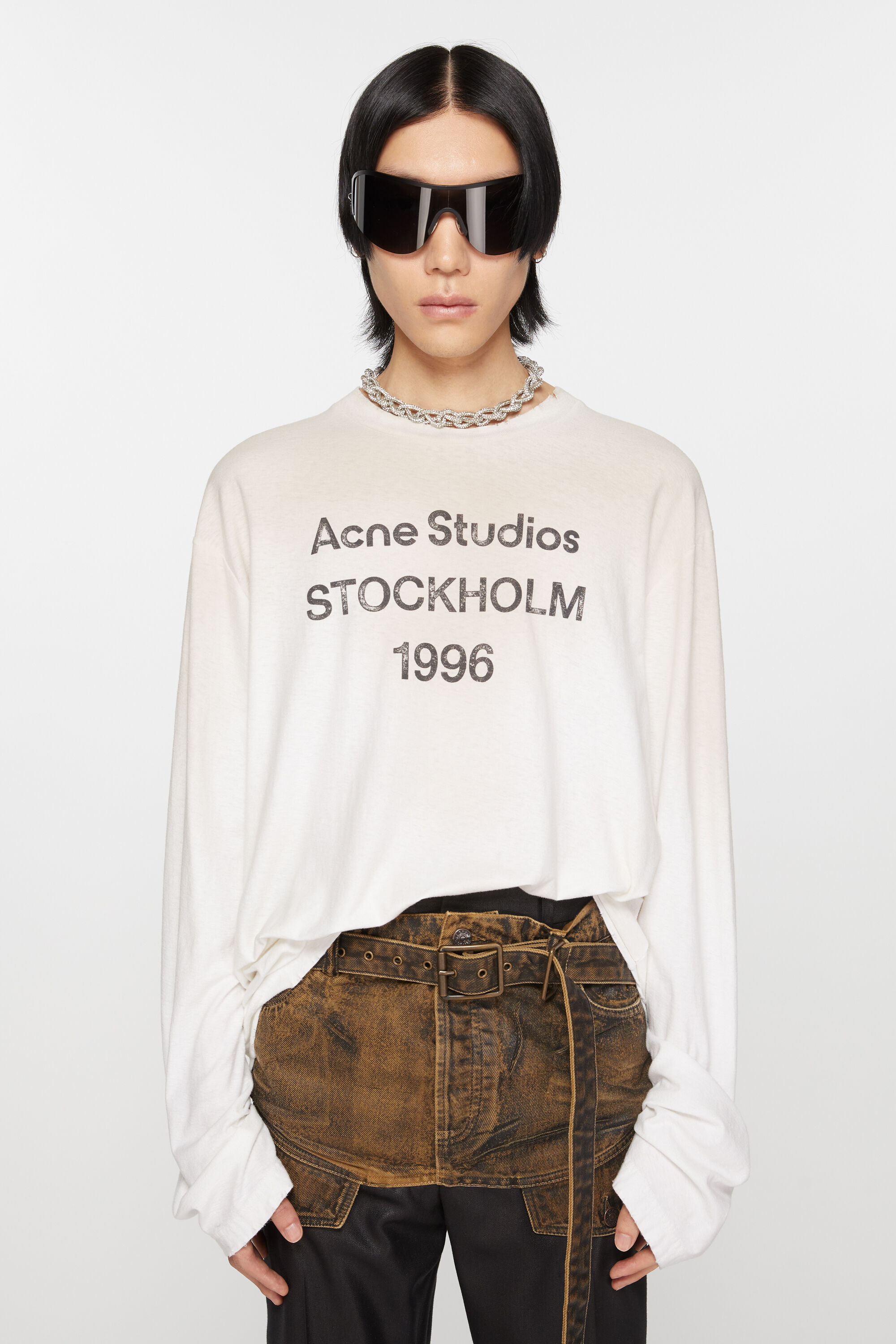 Acne Studios - ロゴ ロングスリーブTシャツ - オプティックホワイト