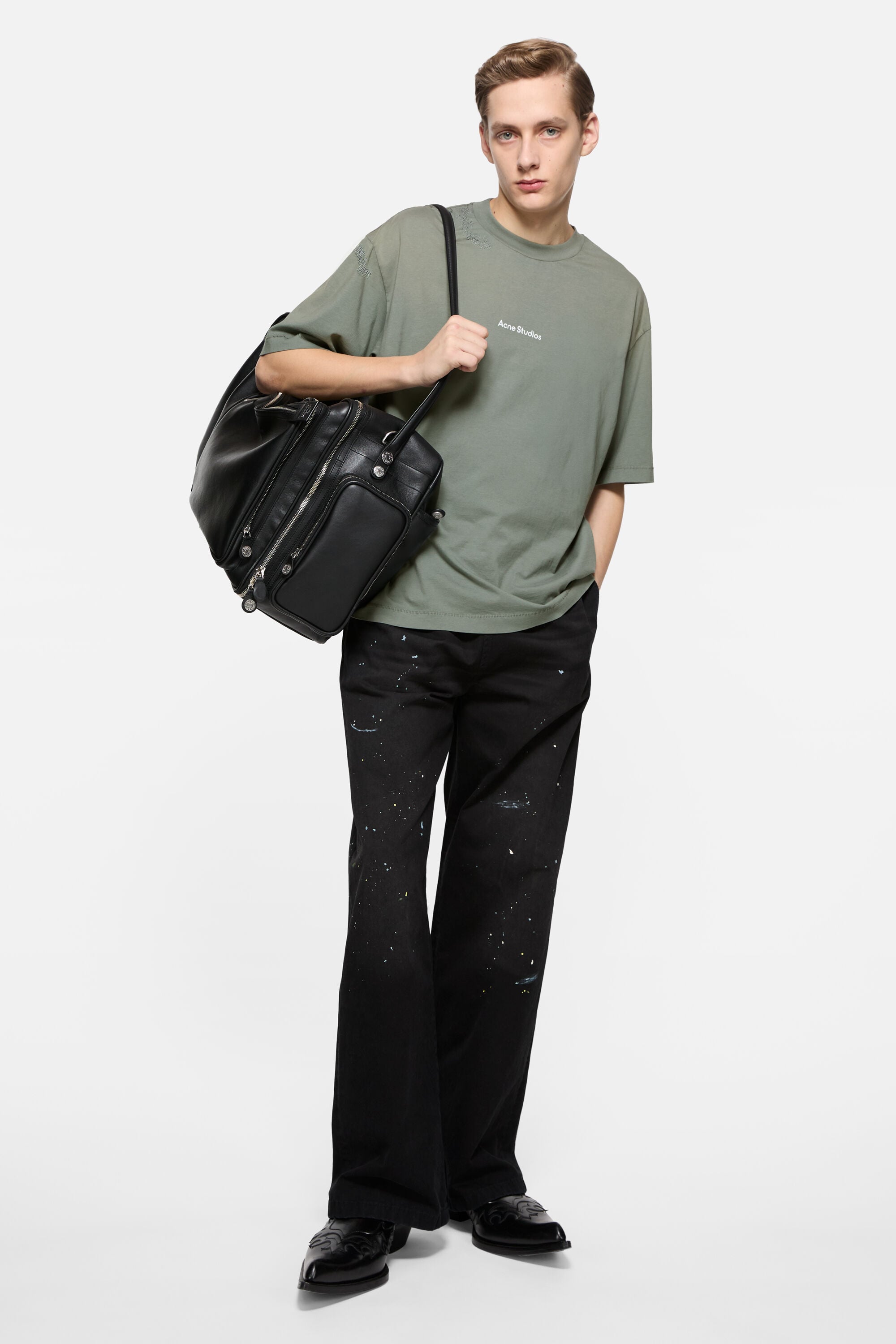 Acne Studios - リペアロゴTシャツ - スレートグレー