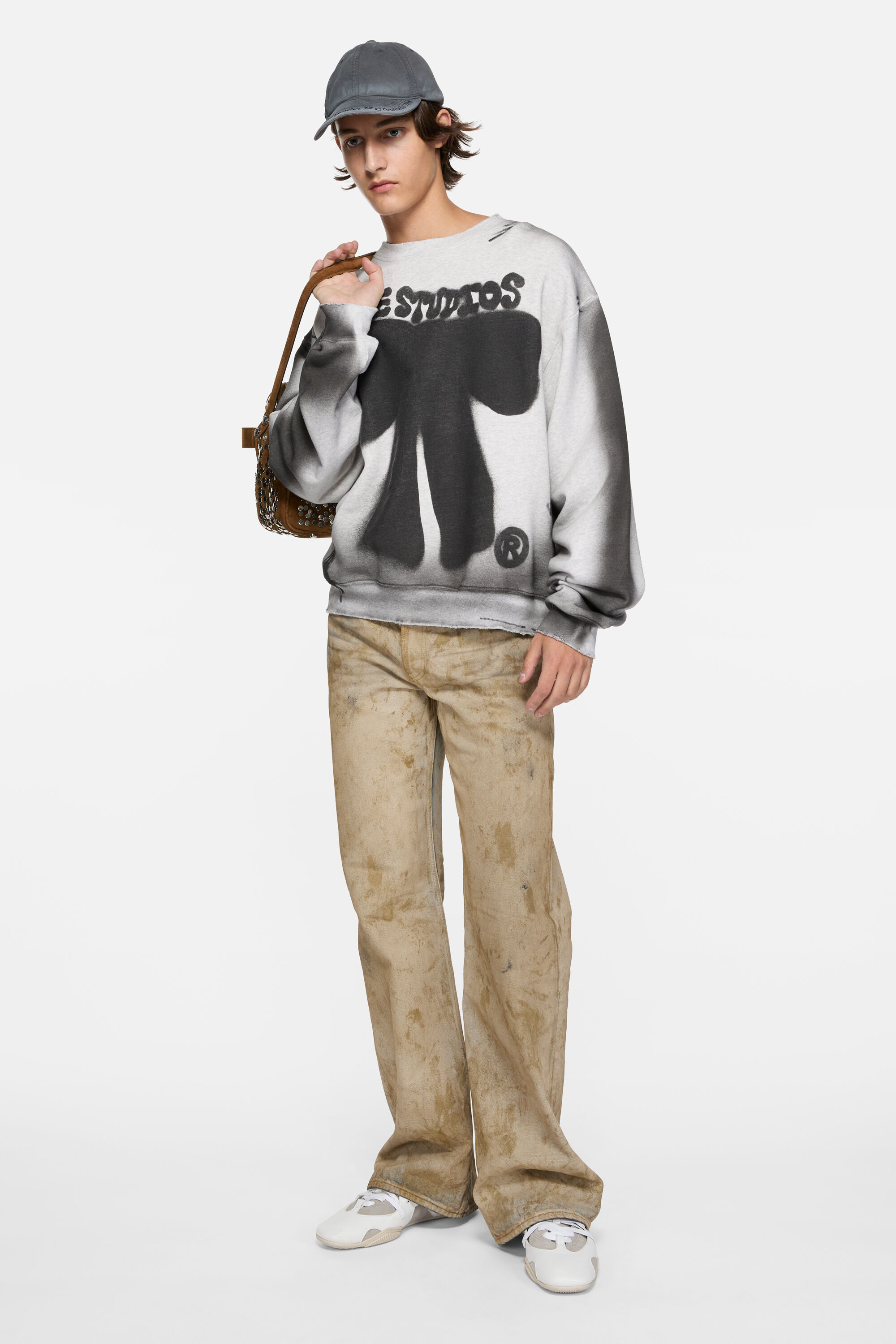 Acne Studios グラフィック スウェット オーバーサイズ ユニセックス Acne Studios - Washed zip-up cardigan - Chocolate brown