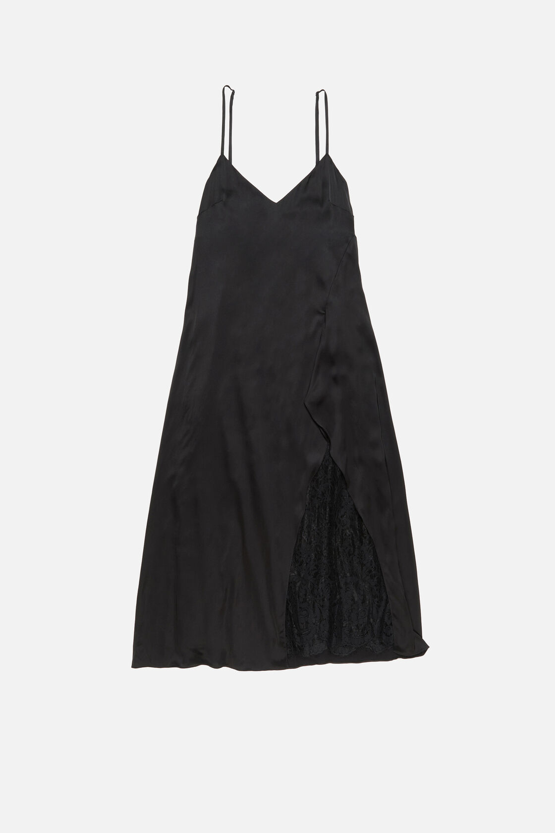 Satin slip dress, Black, 2000x