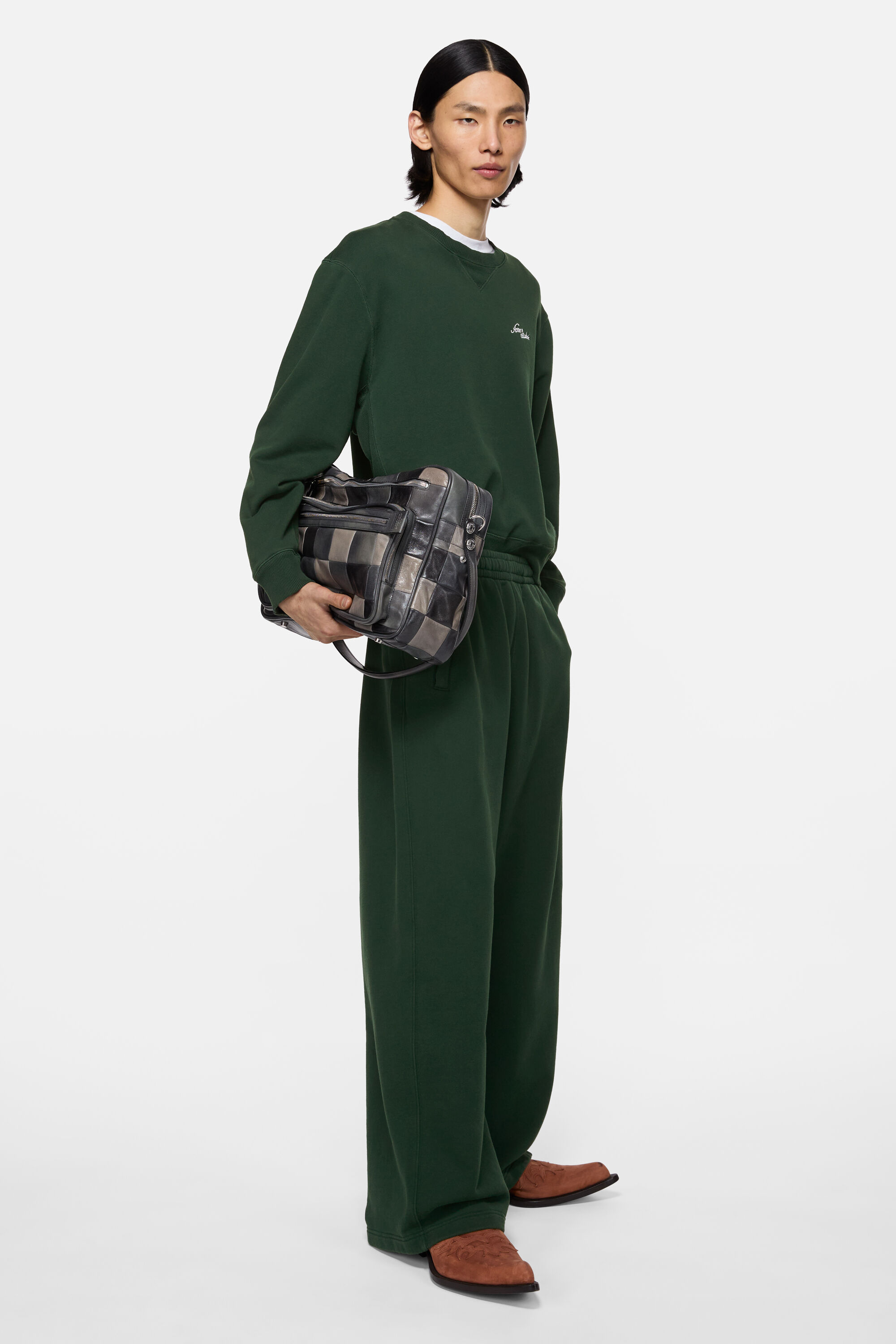Acne Studios - Fleece logo sweatpants - Dark green