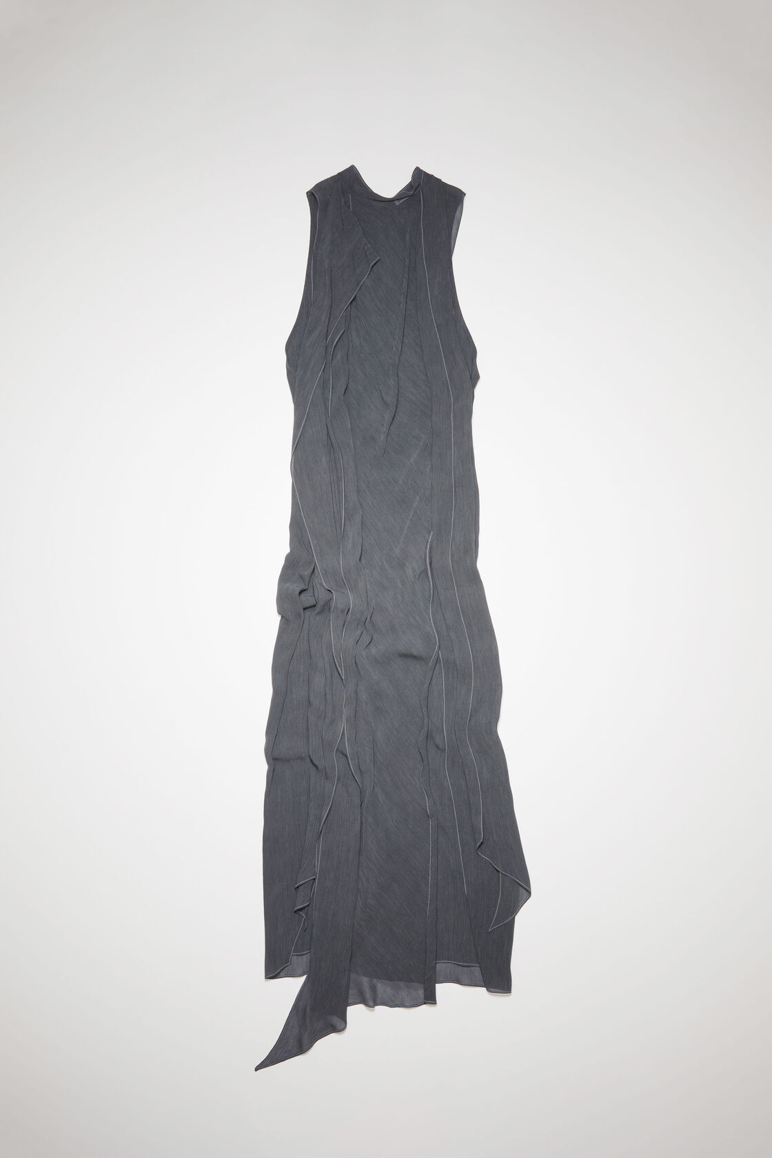 High neck crepe dress, Grey, 2000x