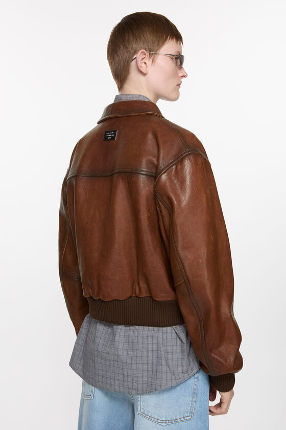 Acne Studios - レザーボンバージャケット - タバコブラウン