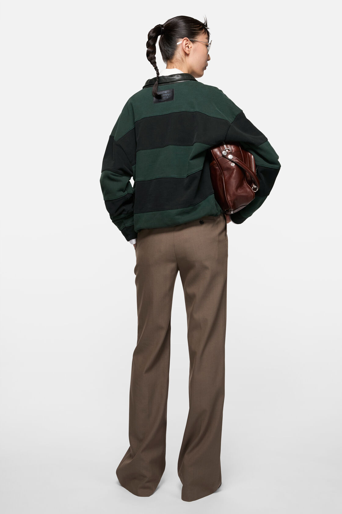 条纹翻领运动衫, 森林绿/黑色, 2000x