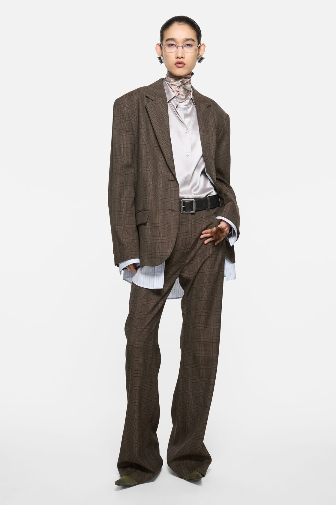 Tailored Wool Check Trousers, Brown/black, 2000x