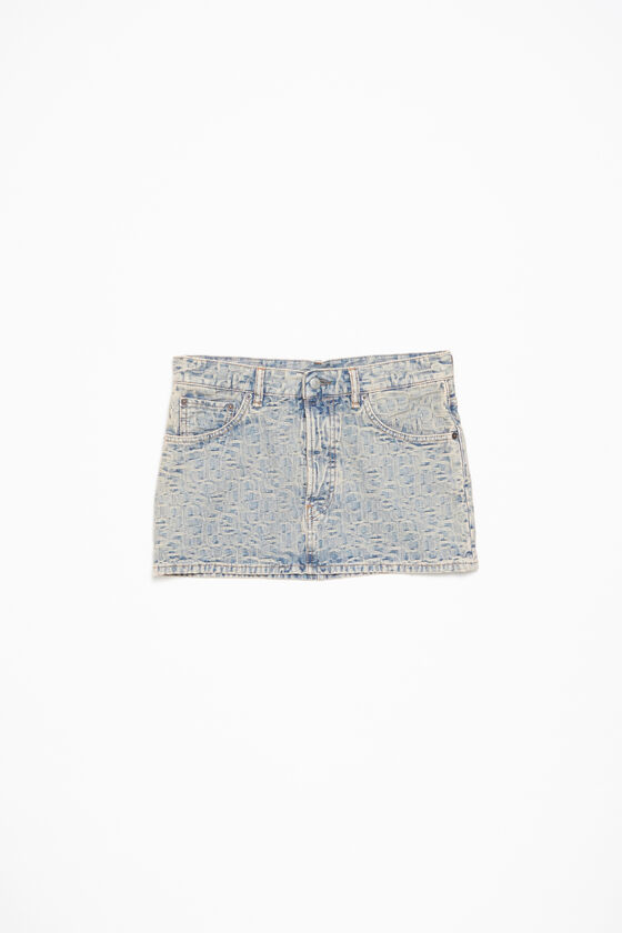 Monogram denim mini skirt, Blue/beige, 2000x