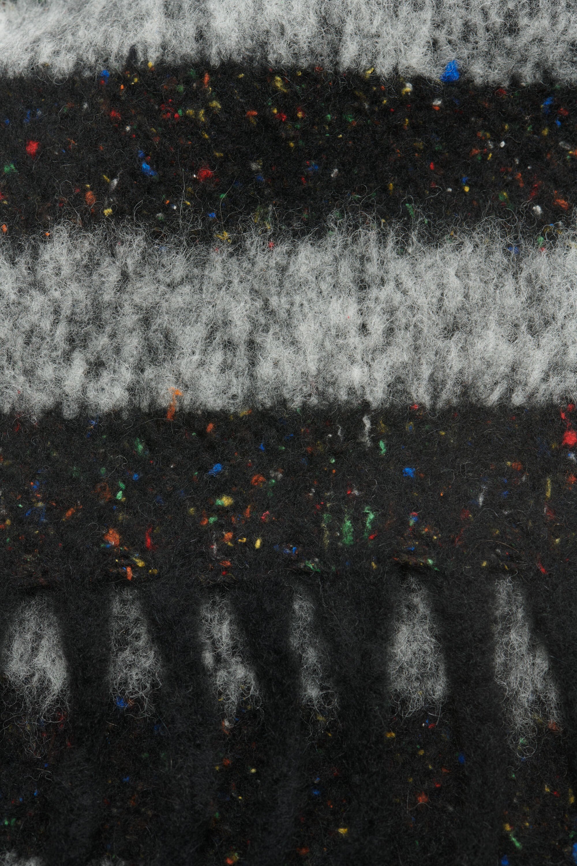 Acne Studios - フリンジウールスカーフ - スキニー - ブラック/グレー