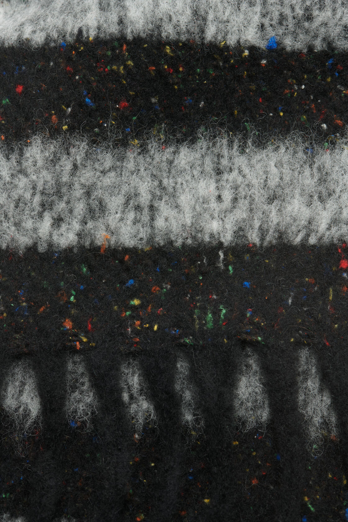 Fringed wool scarf - skinny, Black/grey, 2000x