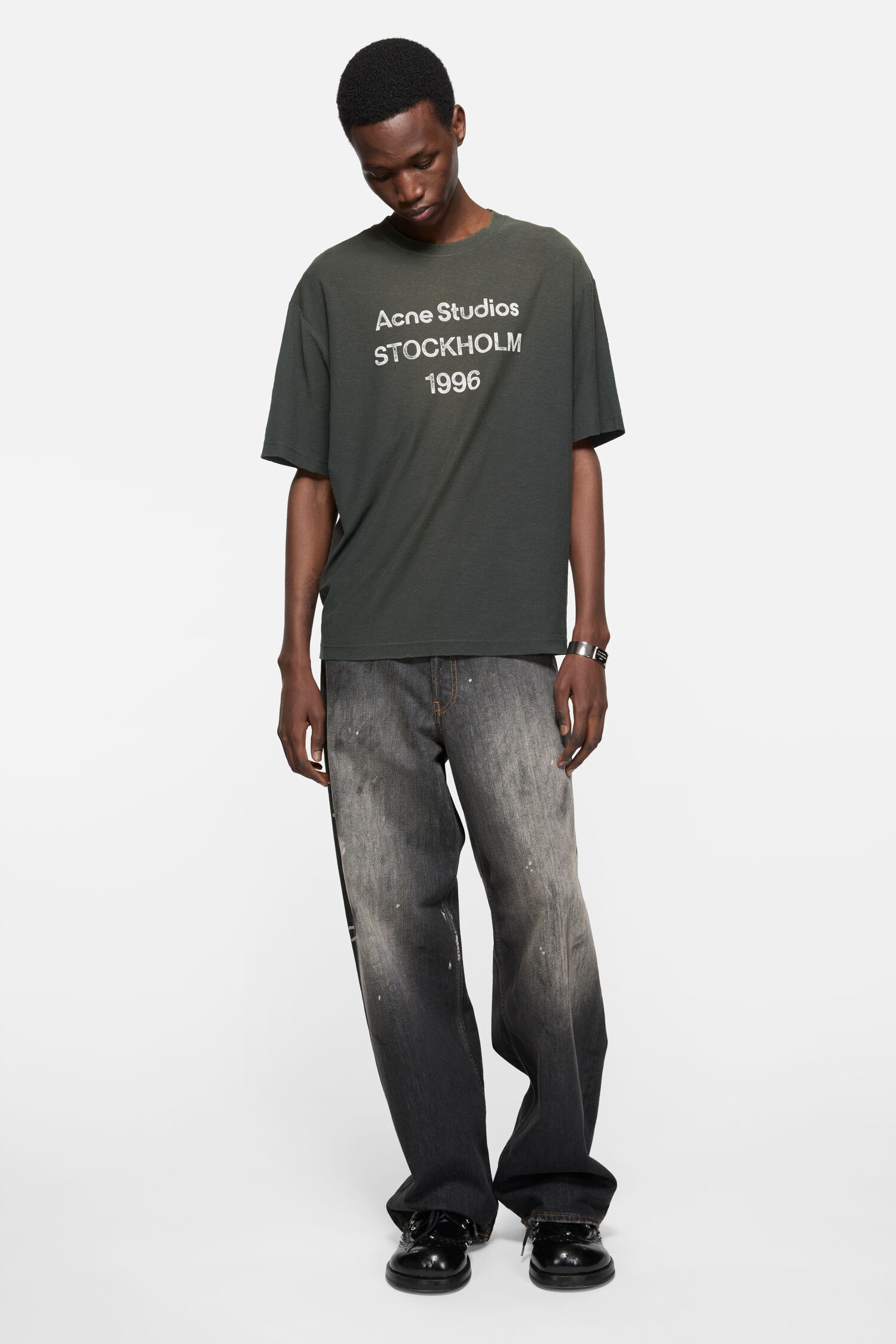 Acne Studios - ロゴTシャツ - リラックスフィット - フェイデッドブラック 