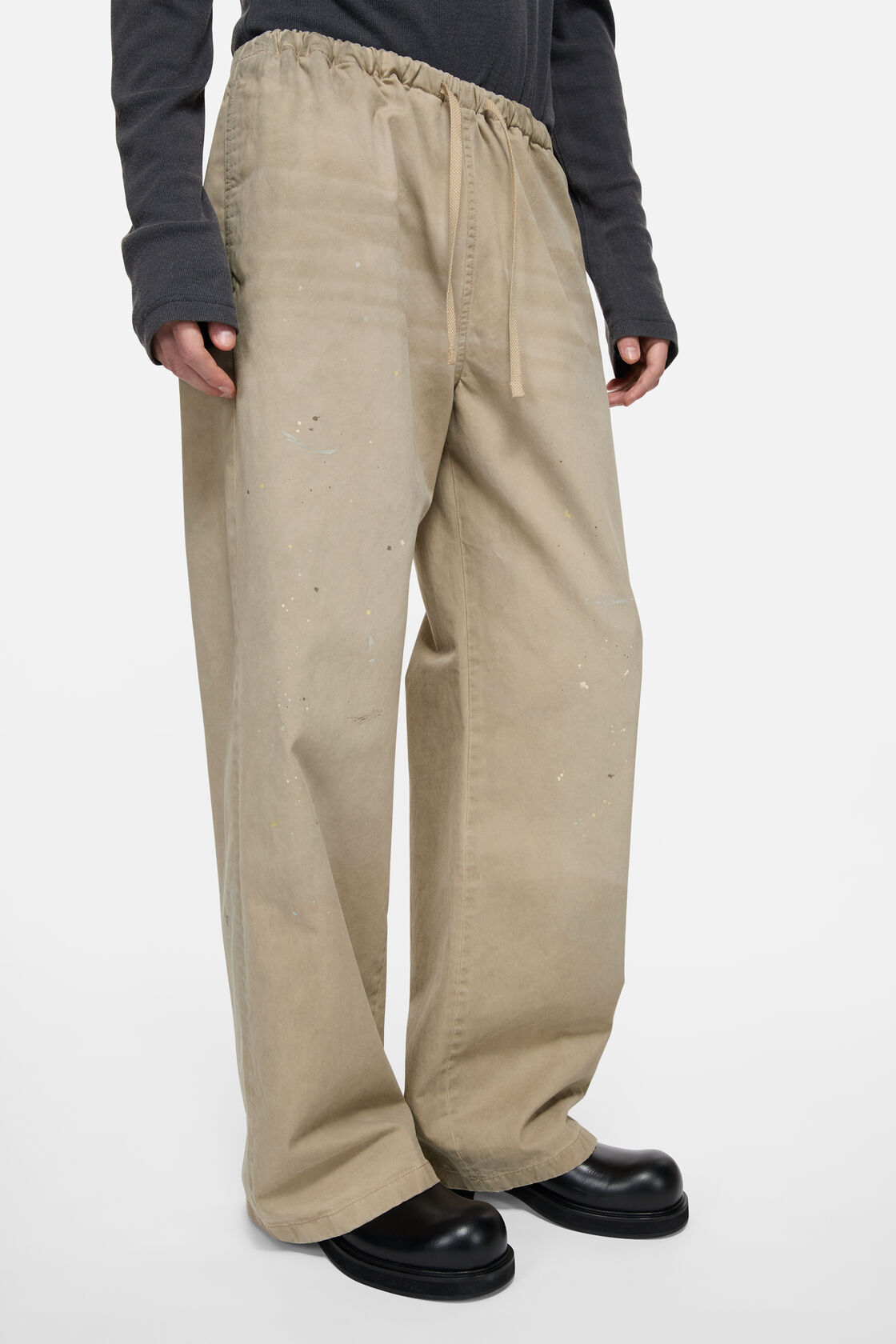 Washed twill trousers, Light beige, 2000x