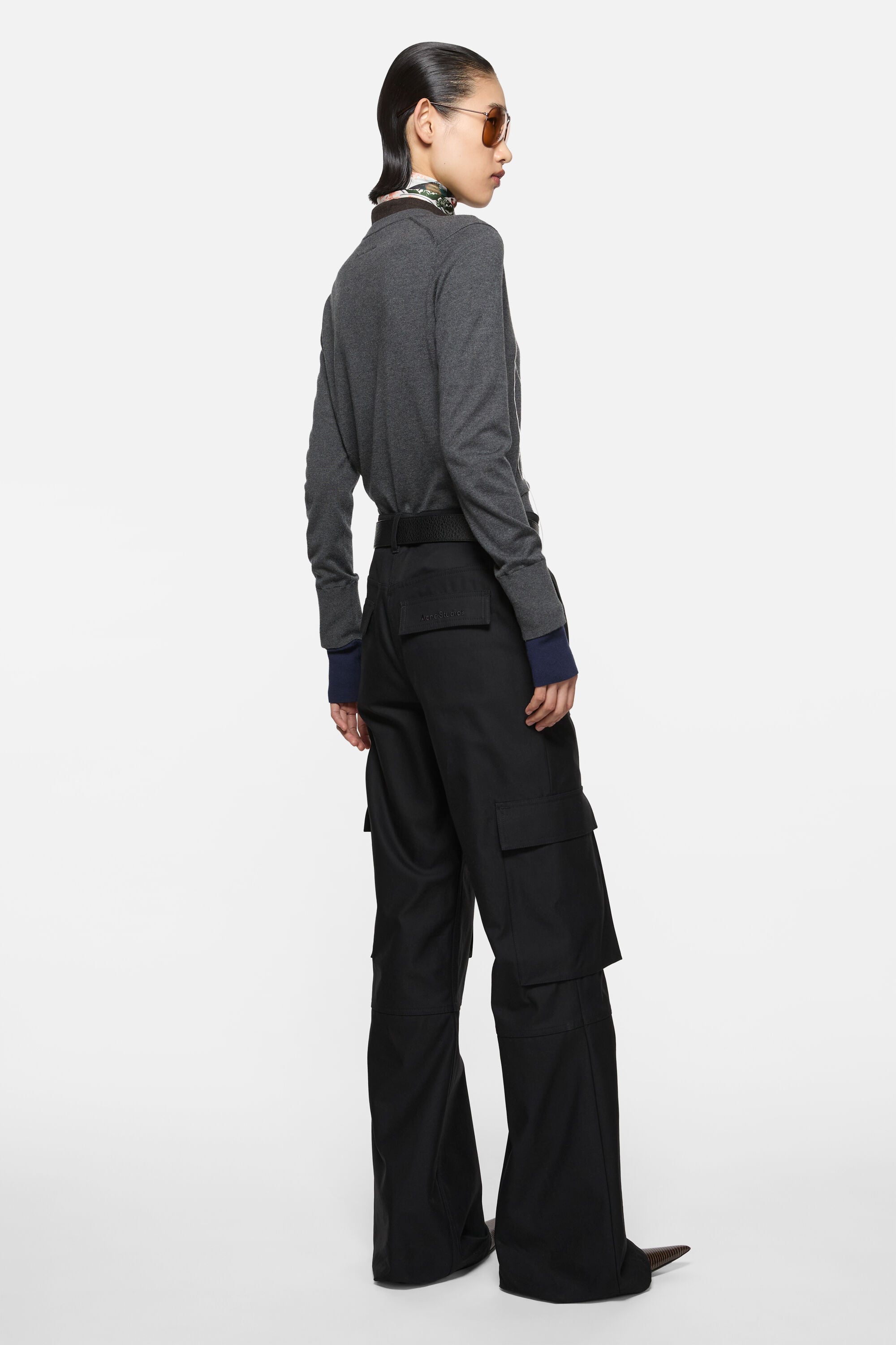 Acne Studios - コットンサテンカーゴトラウザーズ - ブラック