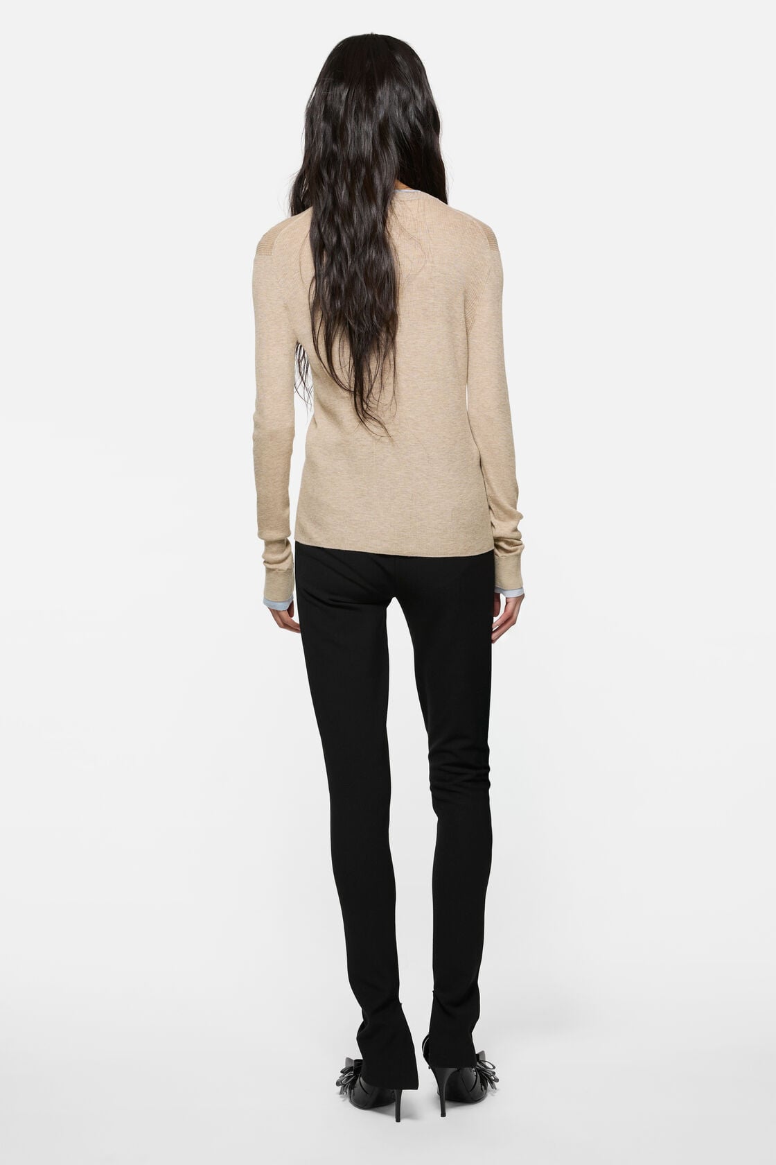 Layered silk-wool cardigan, Beige/light blue, 2000x