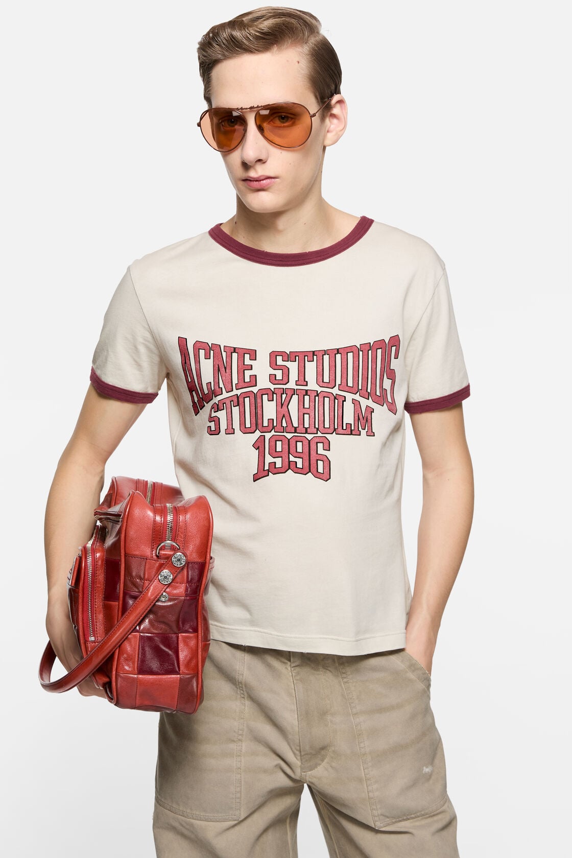 Graphic t-shirt, Off white/burgundy, 2000x