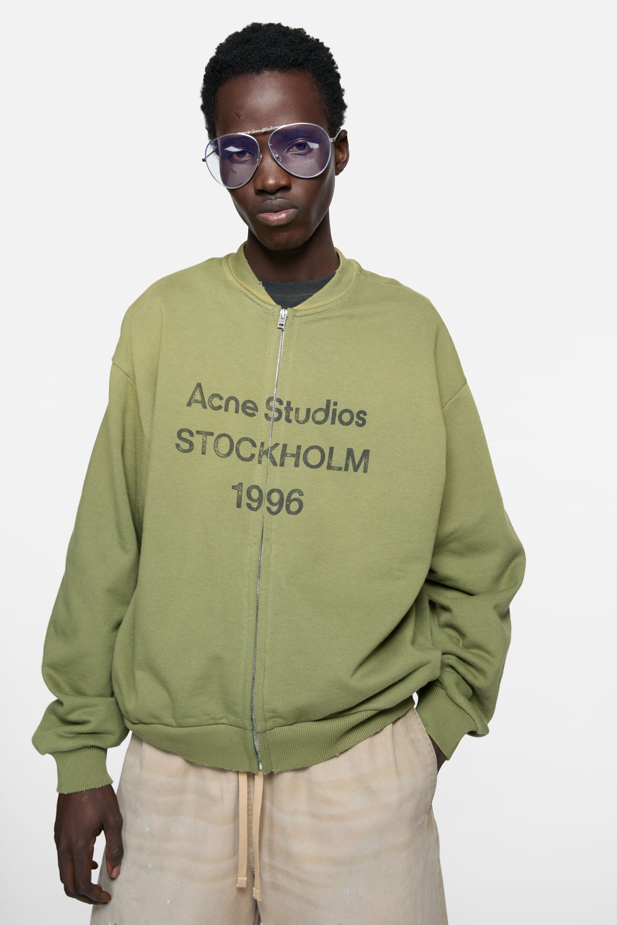 Acne Studios - Washed zip-up cardigan - Olive green
