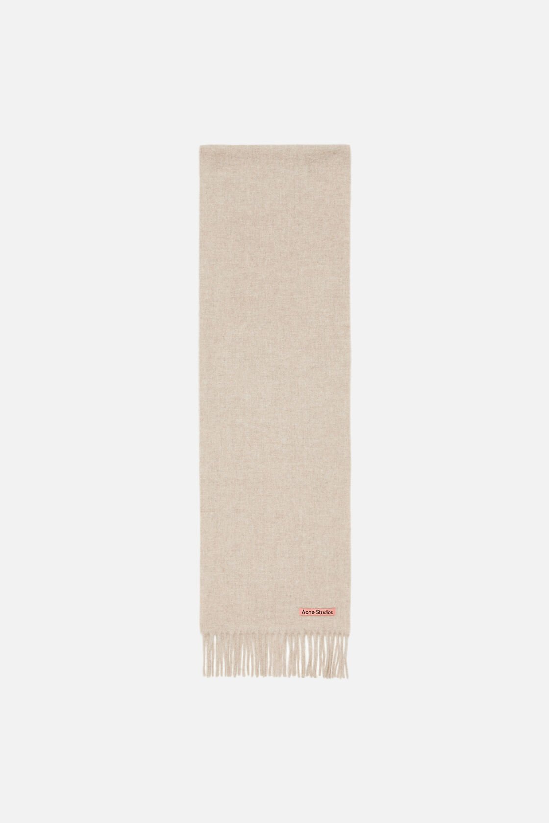 Fringe wool scarf - skinny, Oatmeal melange, 2000x