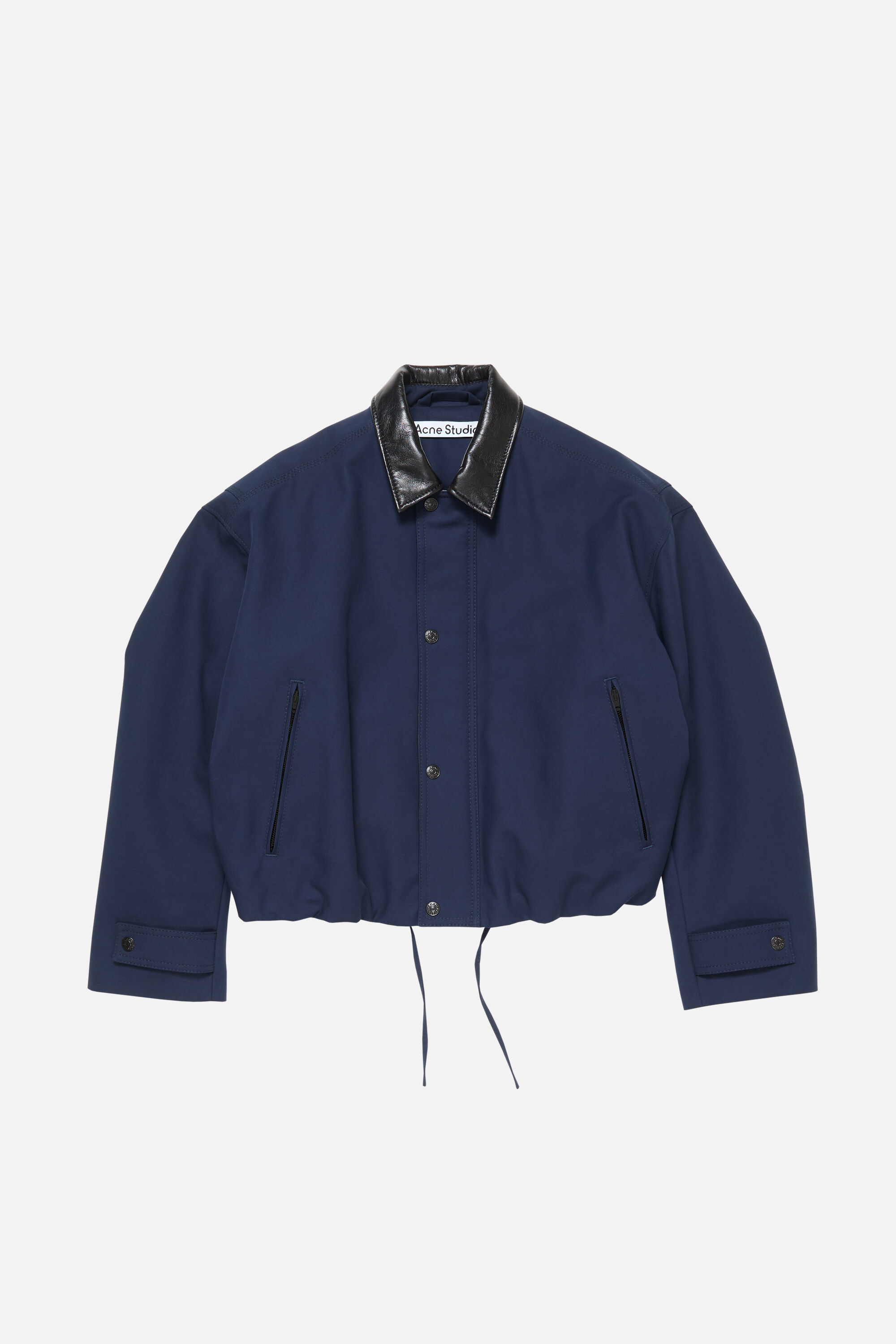Acne Studios - レザーカラーボンバージャケット - ネイビー