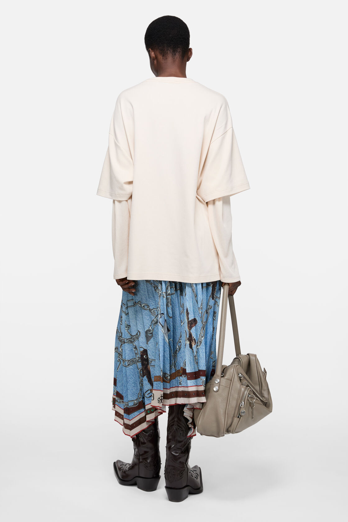 Layered graphic t-shirt, Warm beige, 2000x