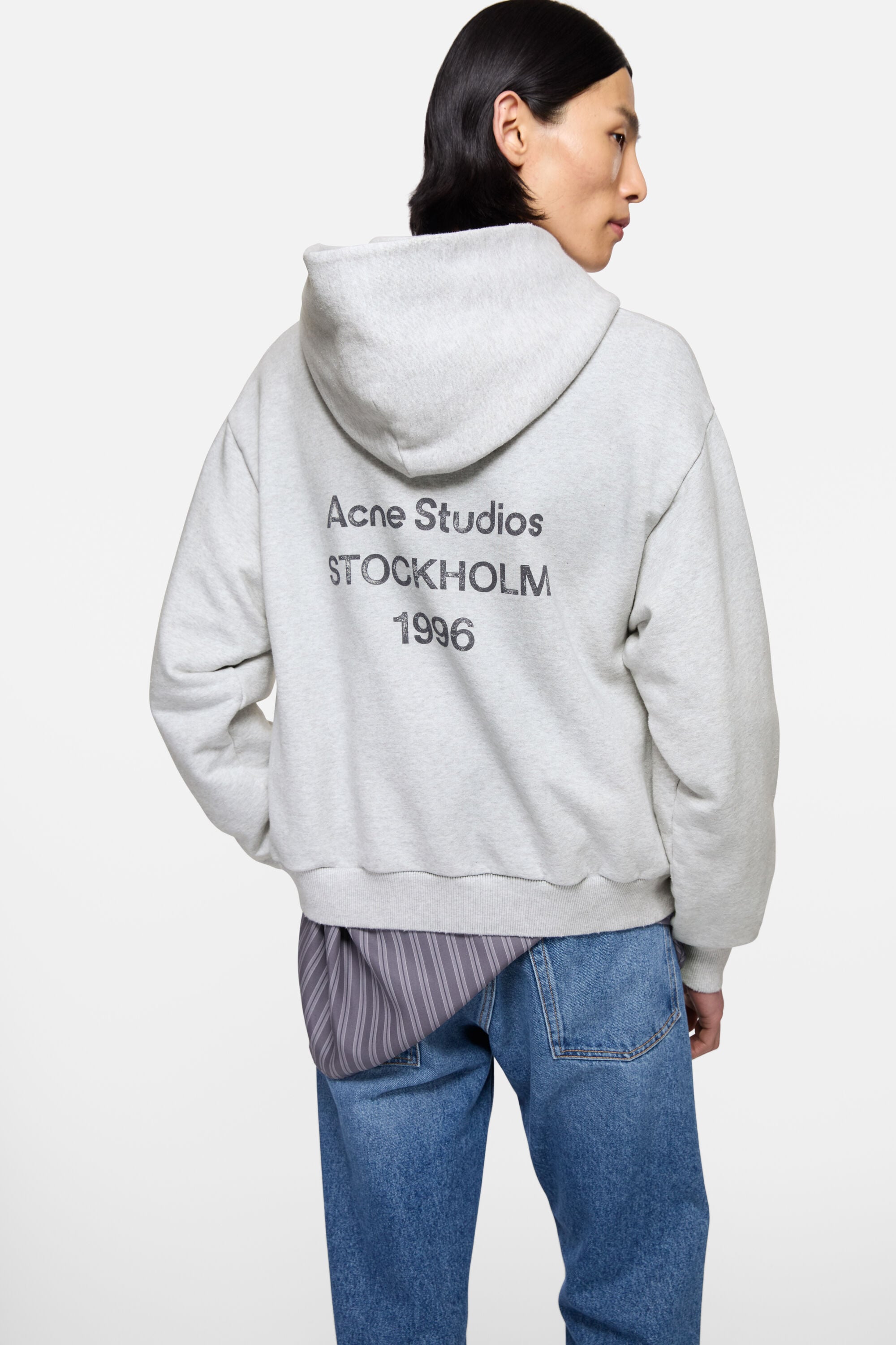 Acne Studios - Fleece logo hoodie - Pale Grey Melange