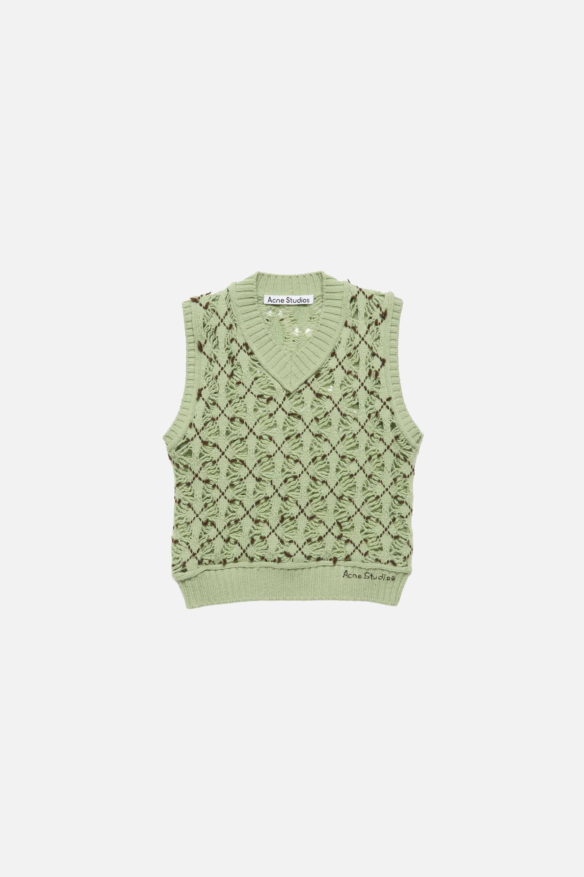 Acne Studios - アーガイルウールベスト - セージグリーン
