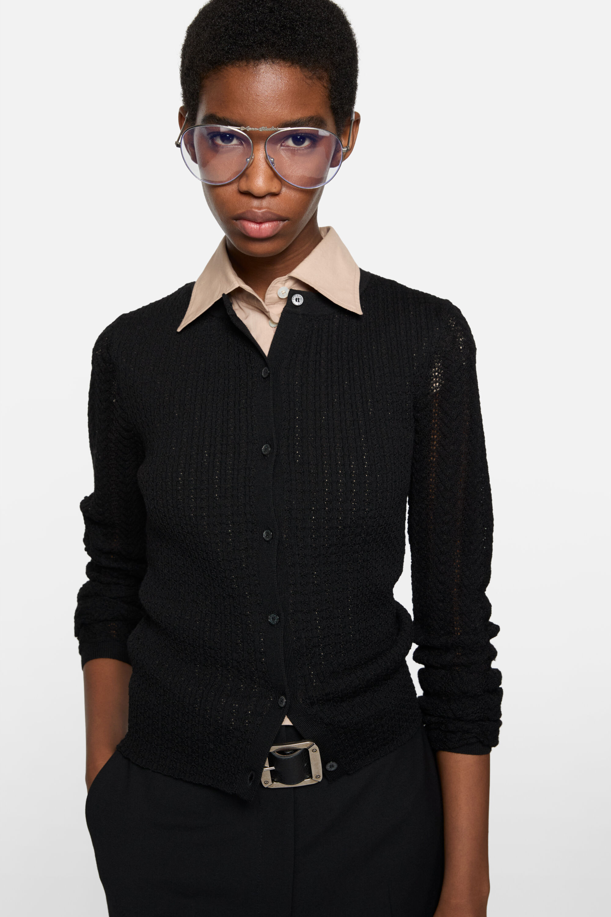 Acne Studios - ウールリブカーディガン - ブラック