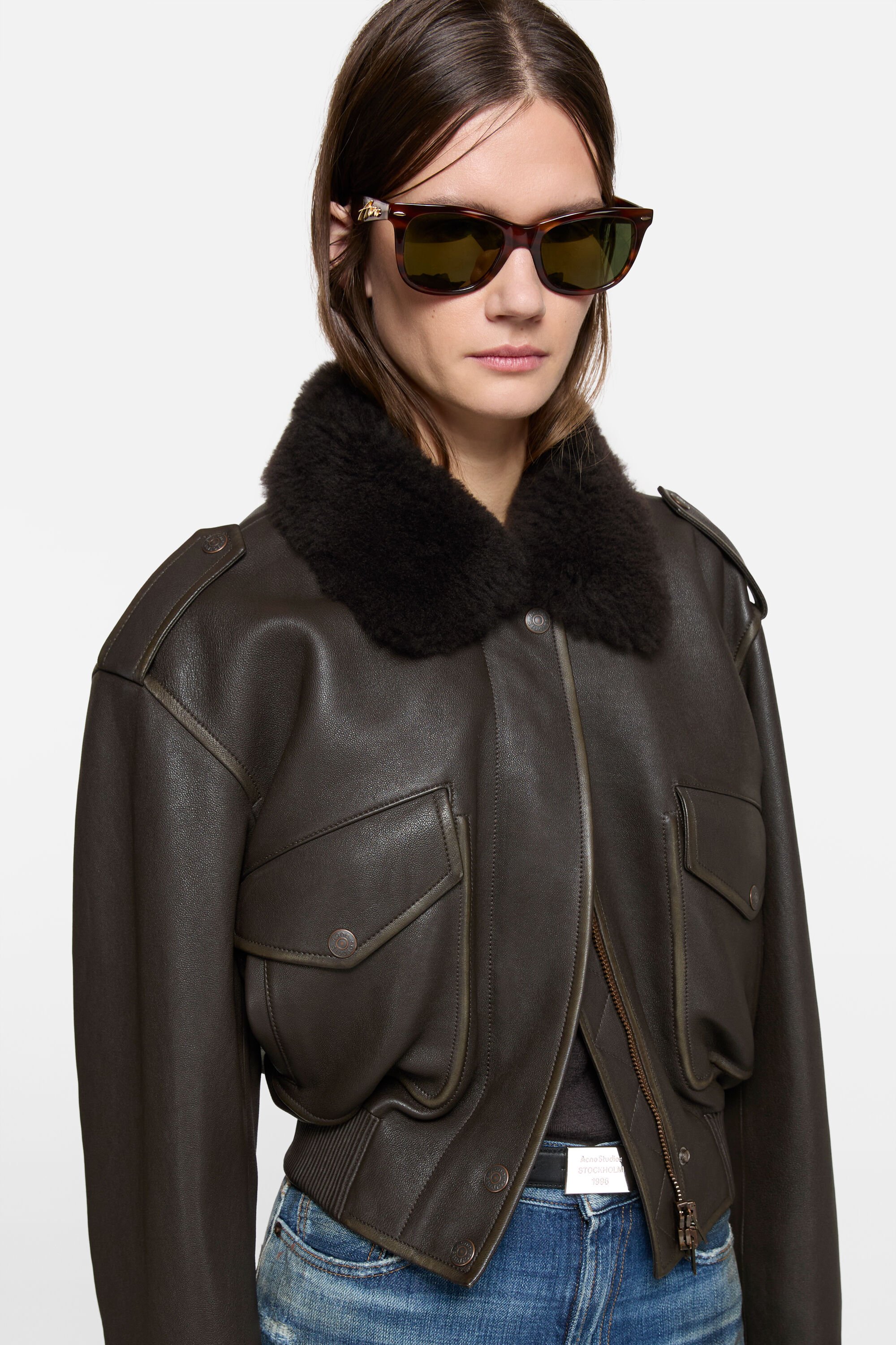 Acne Studios - Leather bomber jacket - Dark brown