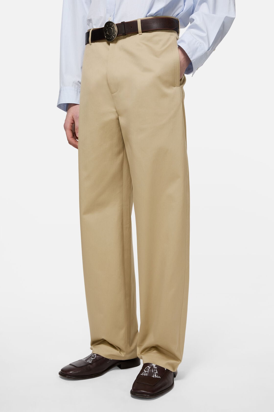 Cotton satin trousers, Dusty beige, 2000x