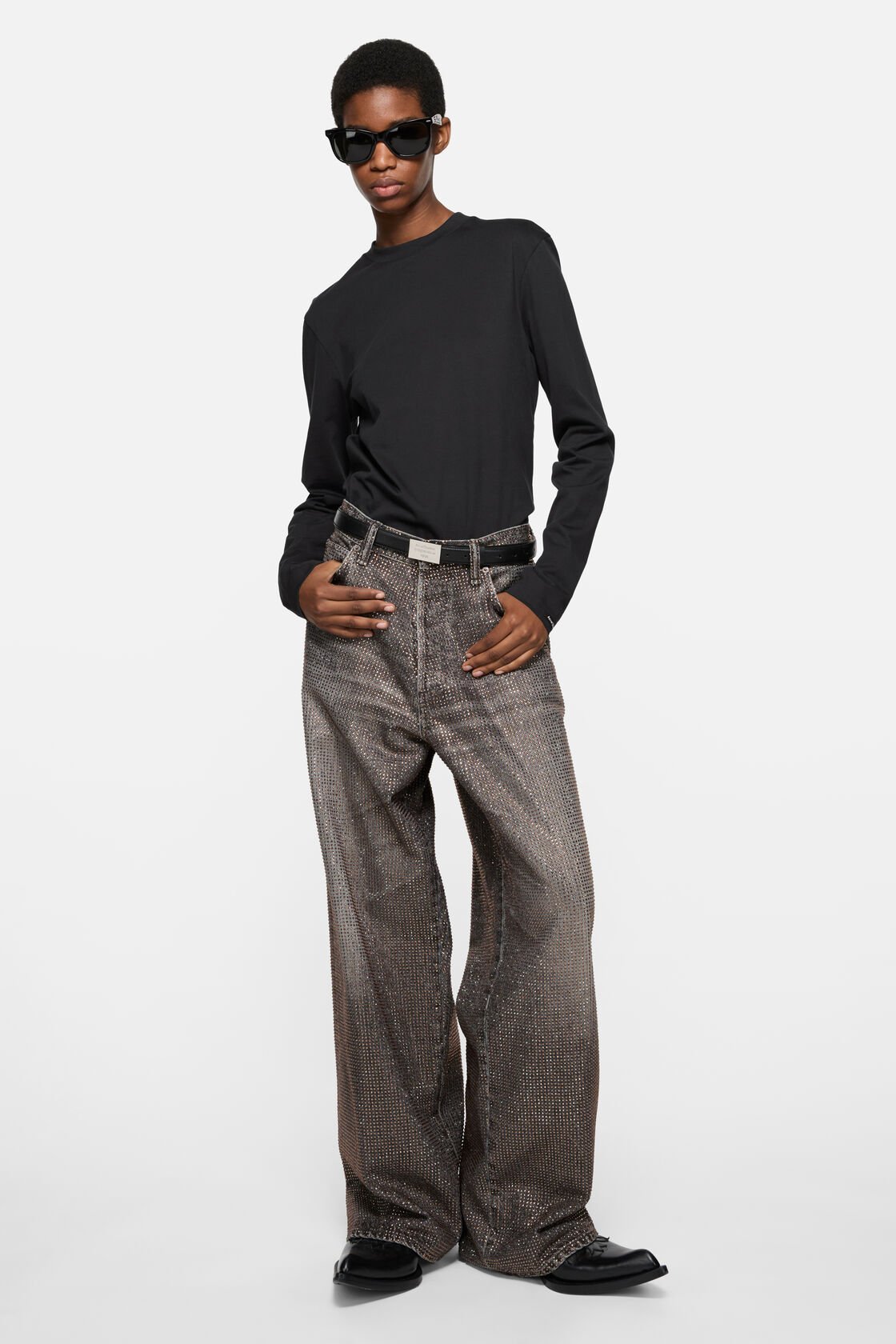 Satin label t-shirt - regular, Black, 2000x