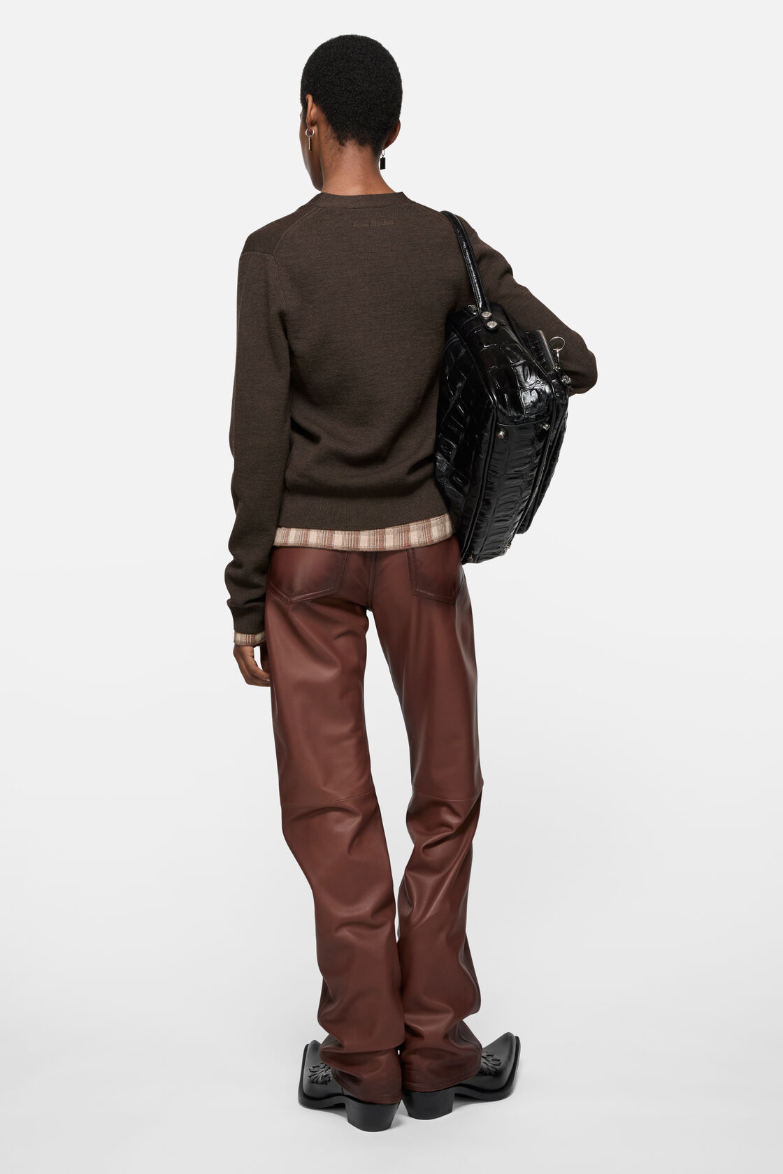 Faded leather trousers, Cognac brown, 2000x