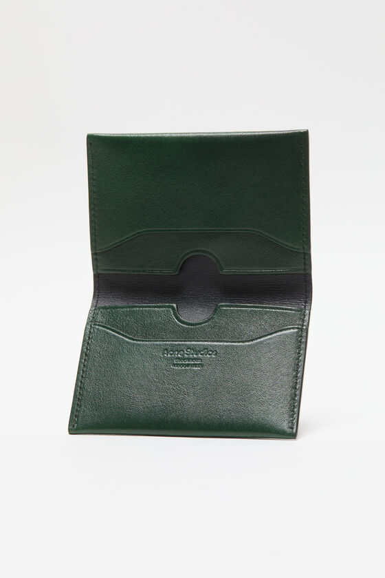 Acne Studios - 折りたたみ式レザーウォレット - オリーブグリーン 