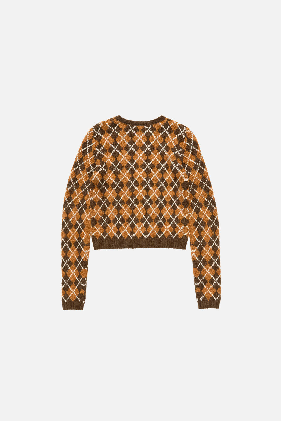 Boucl&eacute; Argyle Knit Cardigan, Brown/orange, 2000x