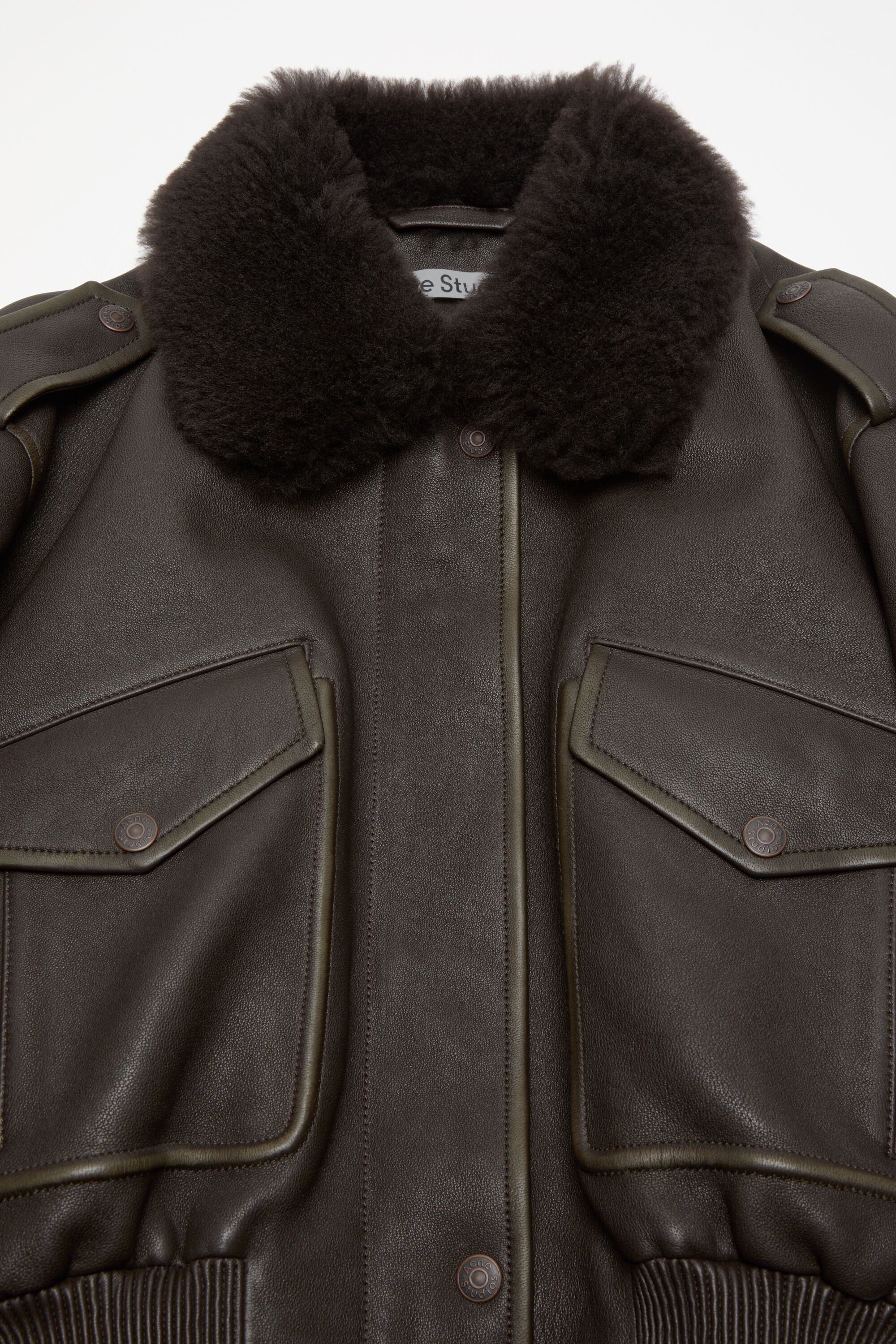 Acne Studios - レザーボンバージャケット - ダークブラウン