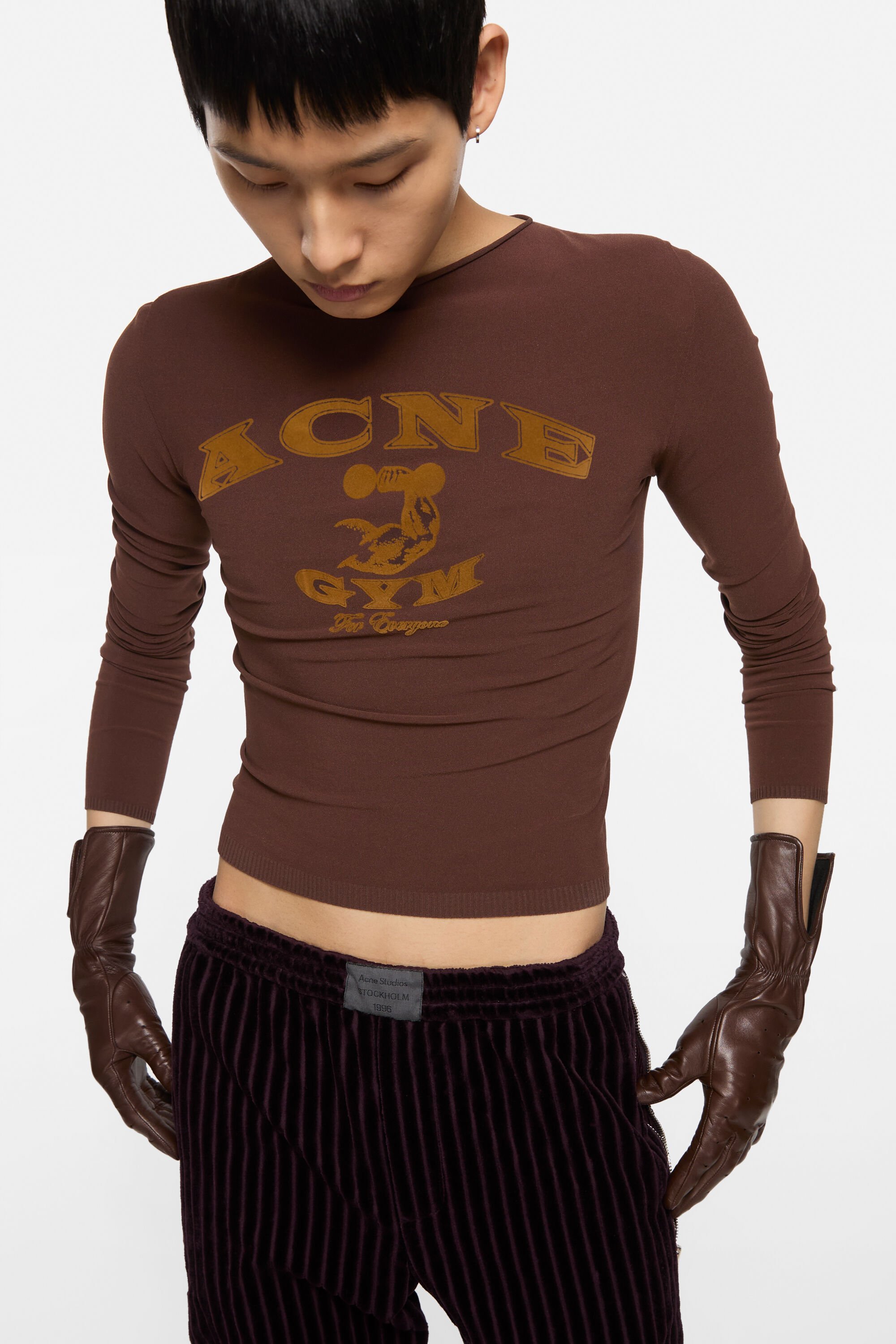 Acne Studios - Fitted crewneck knit - Burgundy/brown