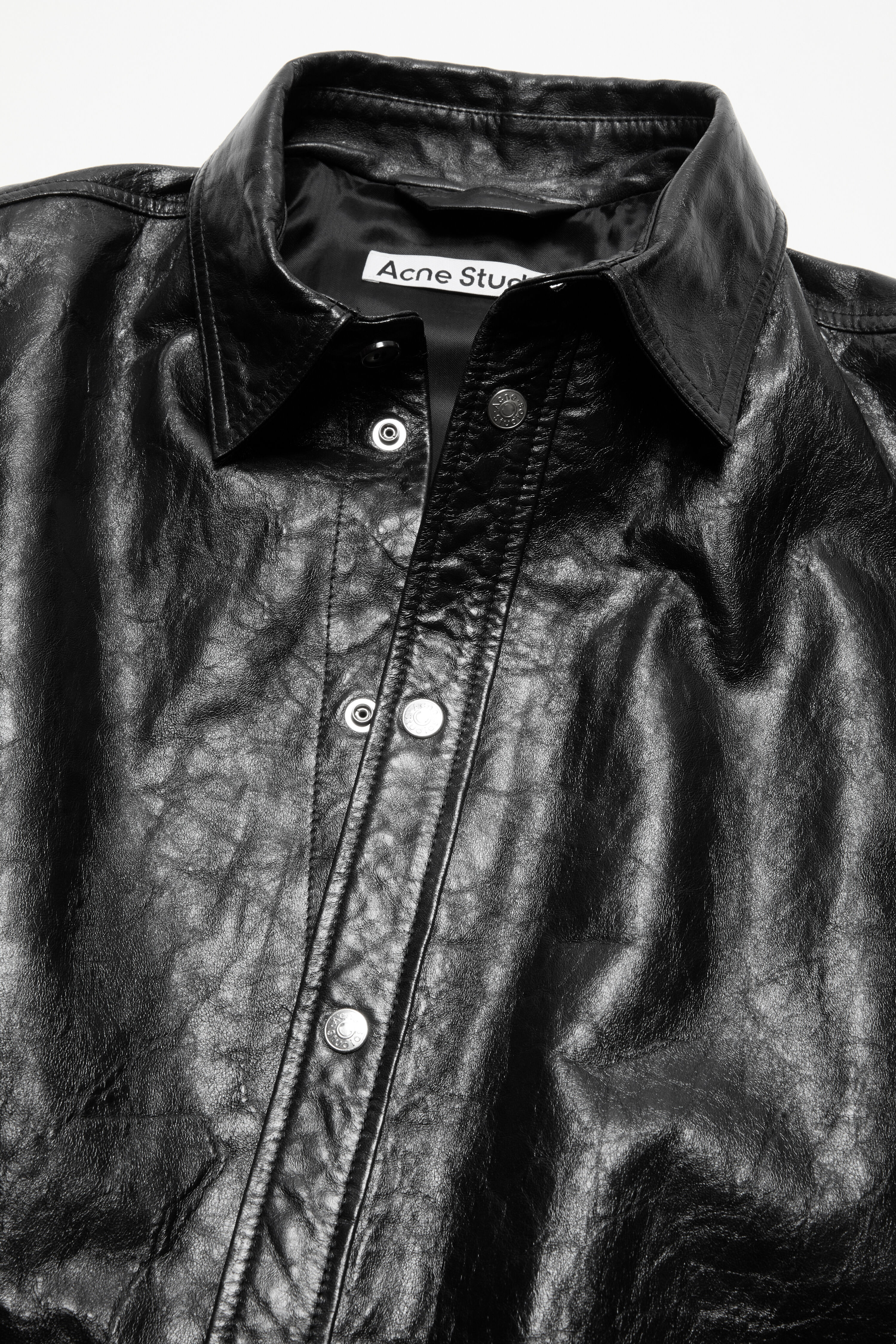 Acne Studios - レザーシャツジャケット - ブラック