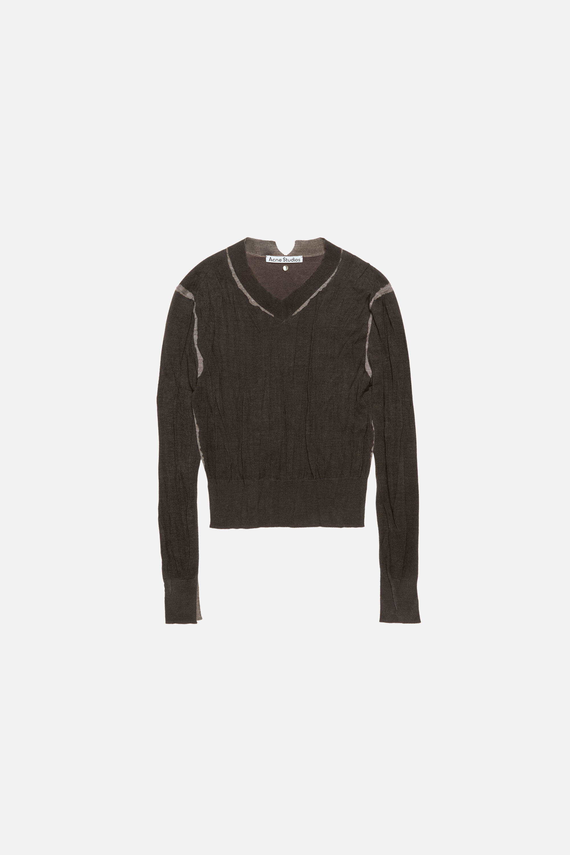 Acne Studios - Wrinkled v-neck sweater - Brown/grey