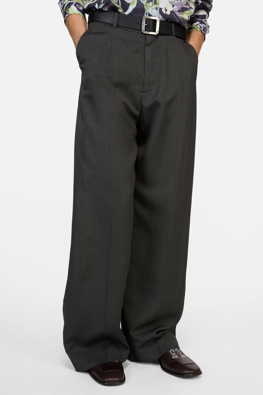 精裁人字纹长裤, 灰色, 2000x