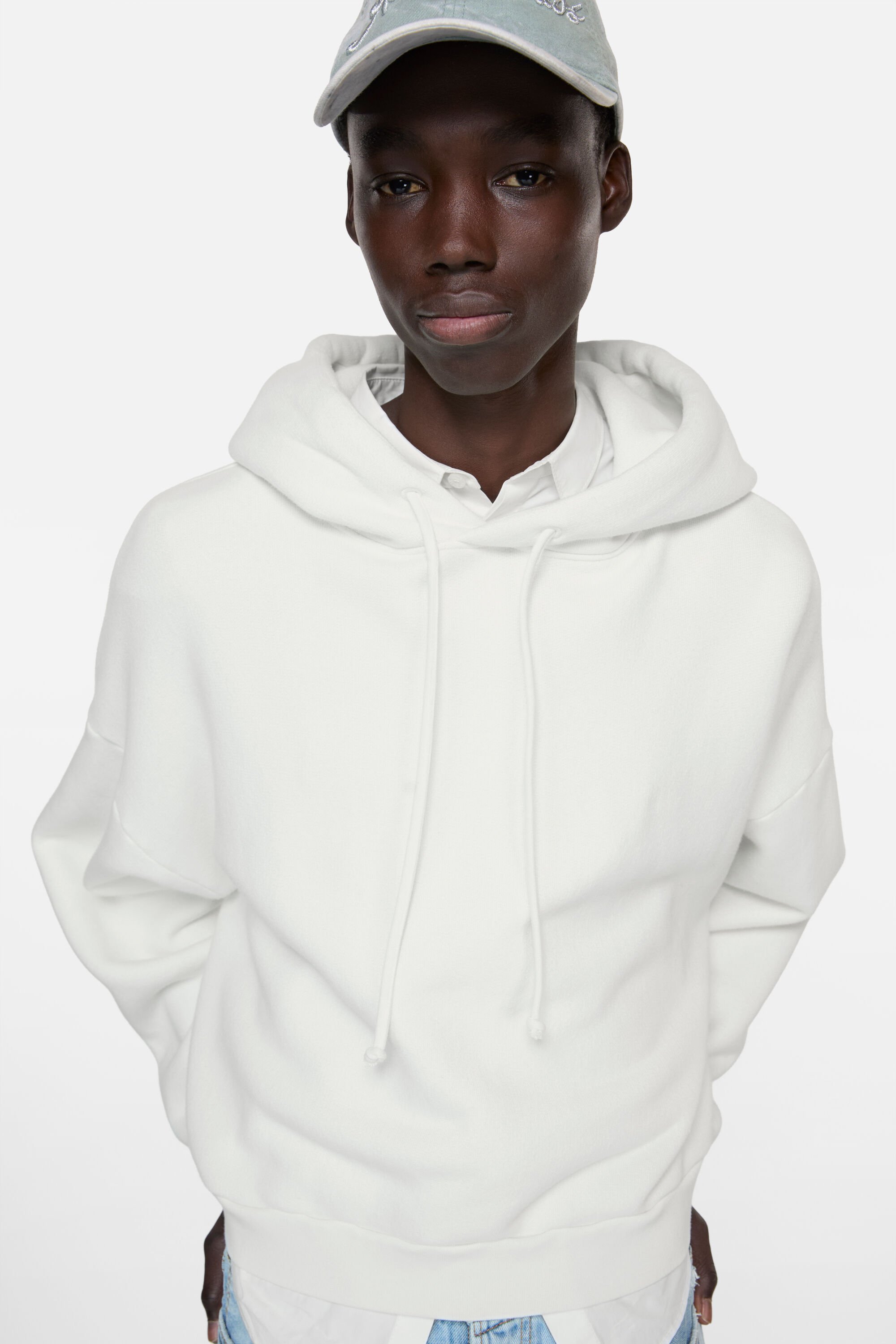 Acne Studios 白パーカー Acne Studios - Logo fleece hoodie - Ice White