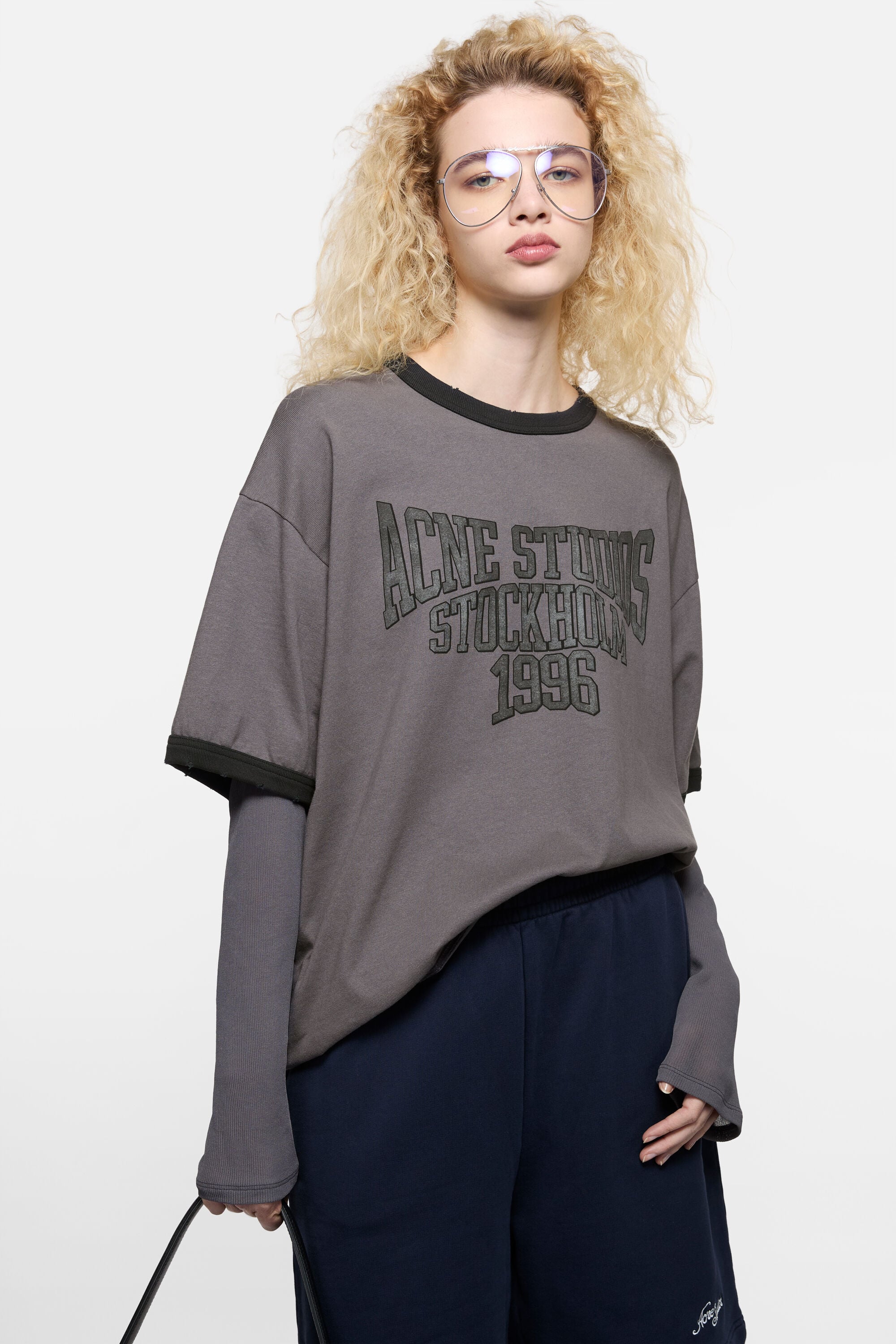 Acne Studios - Layered graphic t-shirt - Dark purple/black
