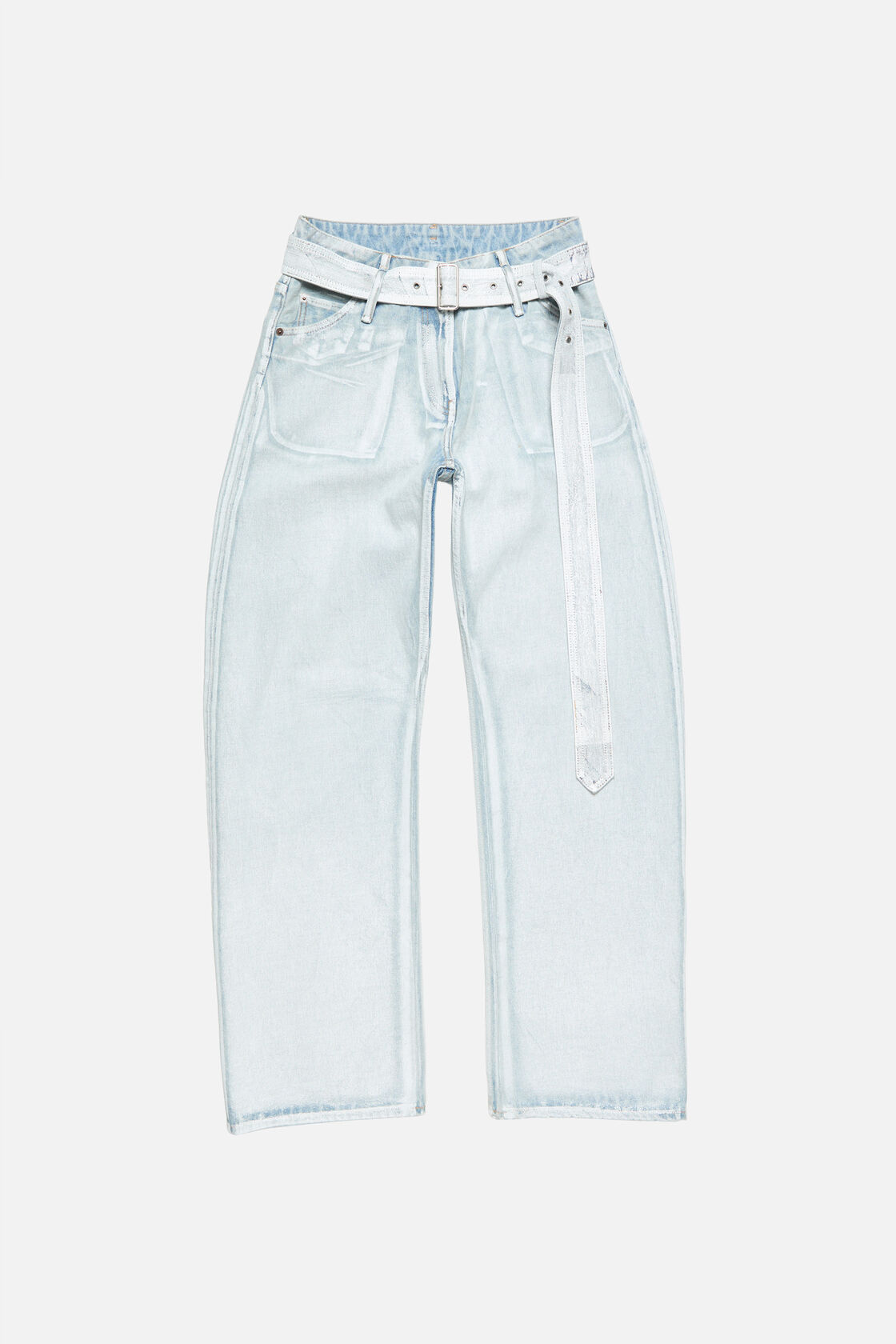 Denim trousers with belt, Blue/white, 2000x