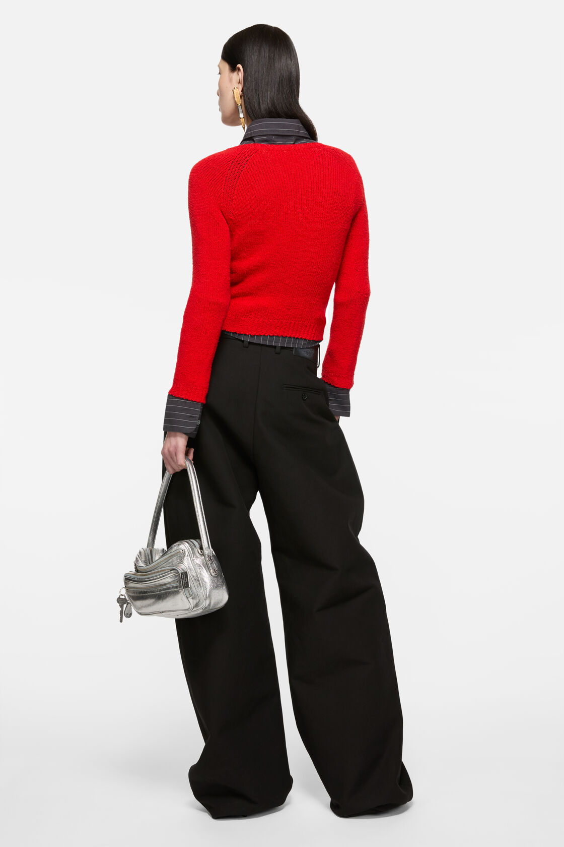 クロップドクルーネックセーター, ブライトレッド, 2000x