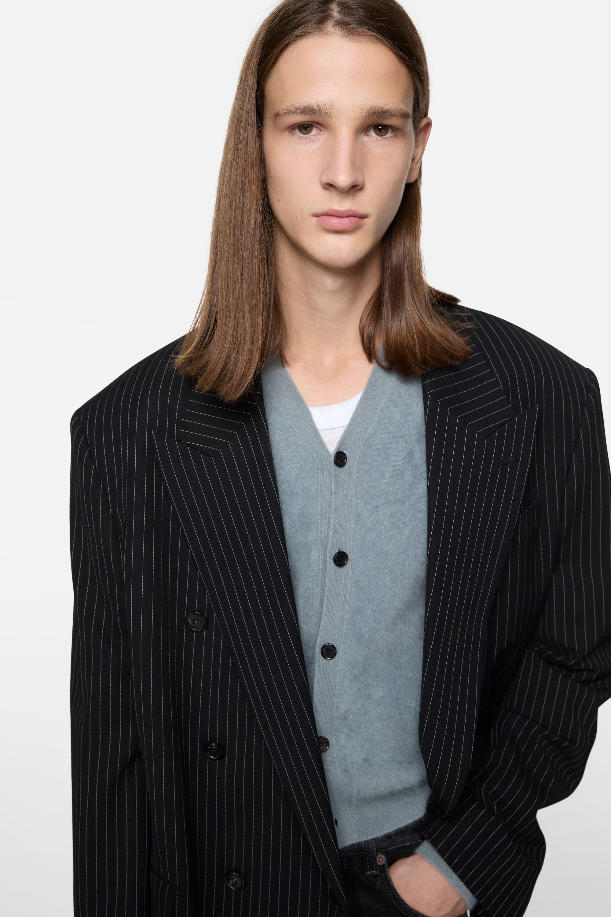 Acne Studios - ダブルブレストスーツジャケット - ネイビー/ホワイト